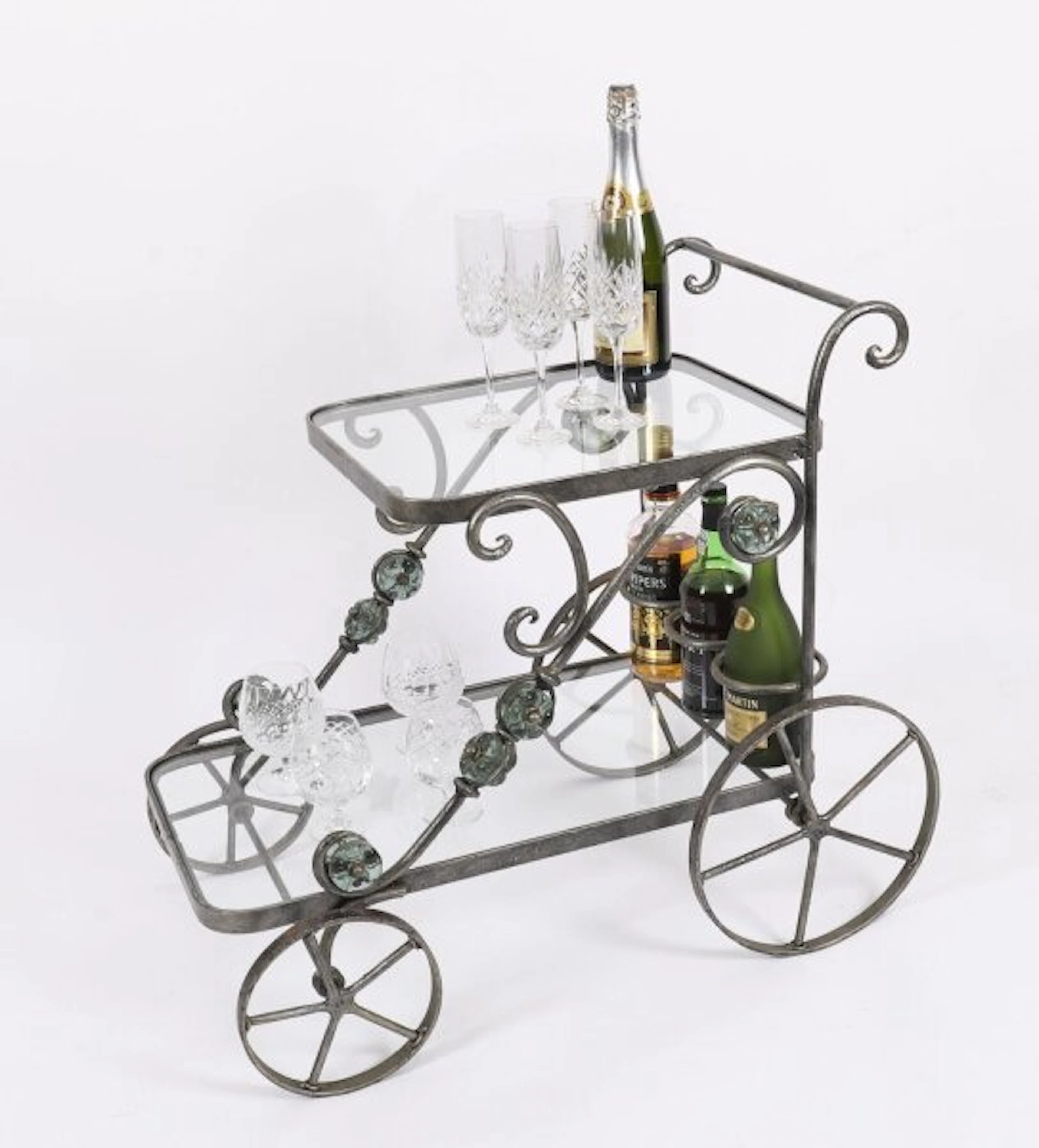 Vintage Modernist French Modernist Gilded Drinks Serving Trolley Mid Century