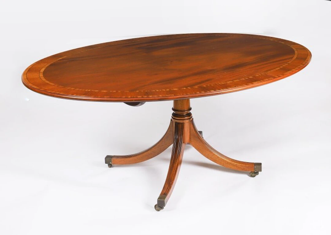 Vintage Oval Mahogany Tilt Top Dining Table by William Tillman 20th Century