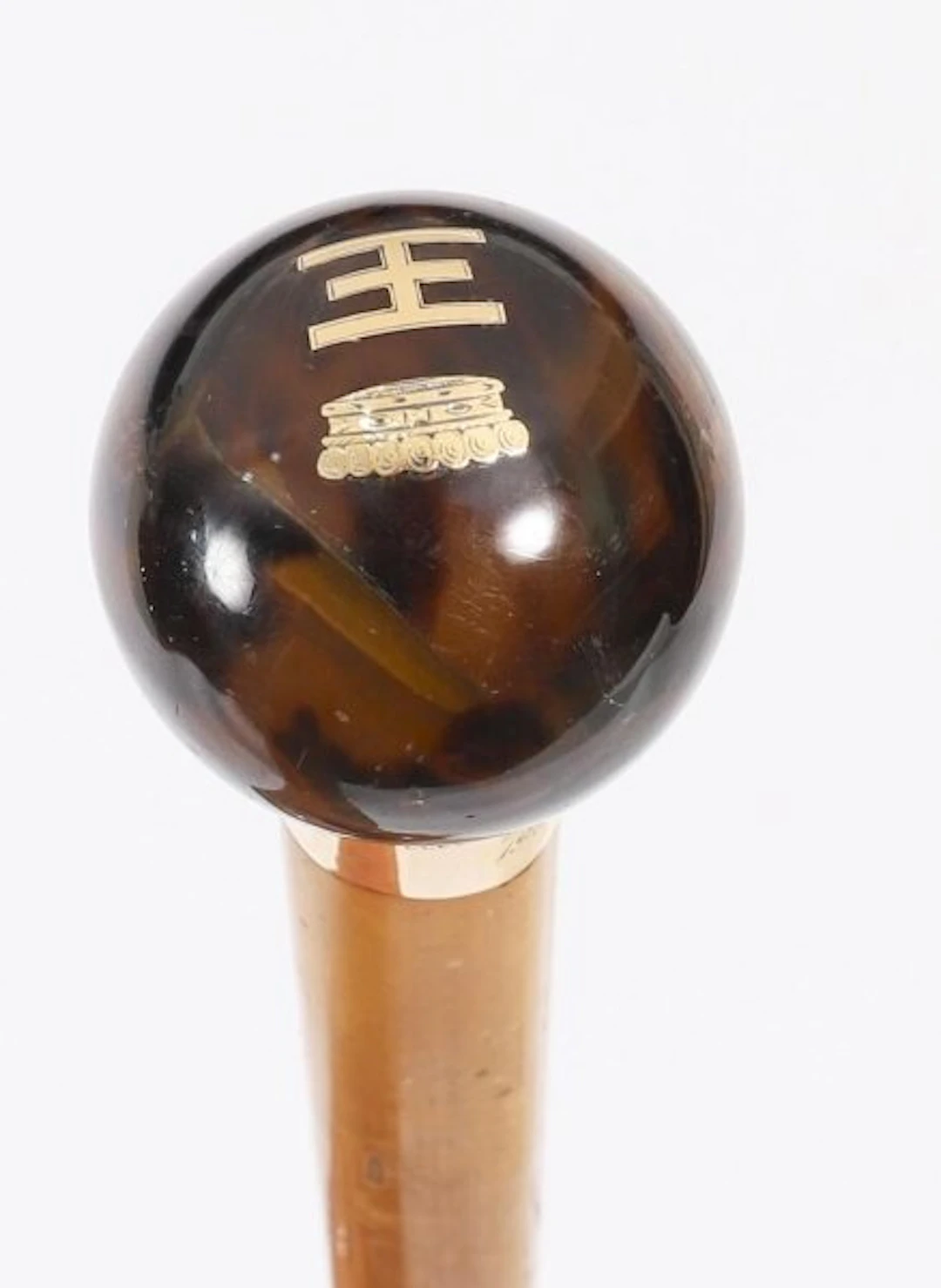 Antique Walking Stick Cane 18Ct Gold Pommel Thomas Johnson 1886 92cm 36"