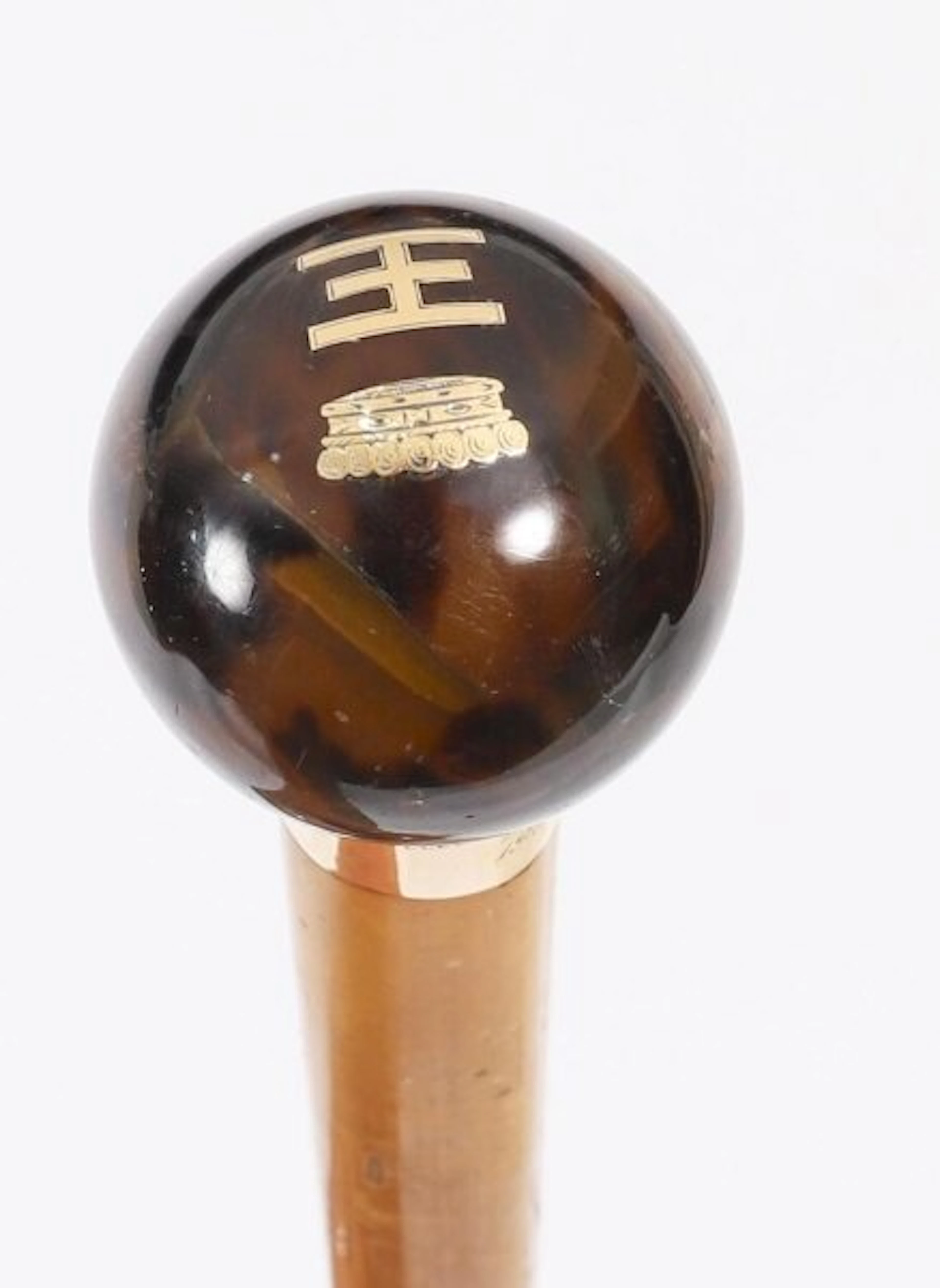 Antique Walking Stick Cane 18Ct Gold Pommel Thomas Johnson 1886 92cm 36"