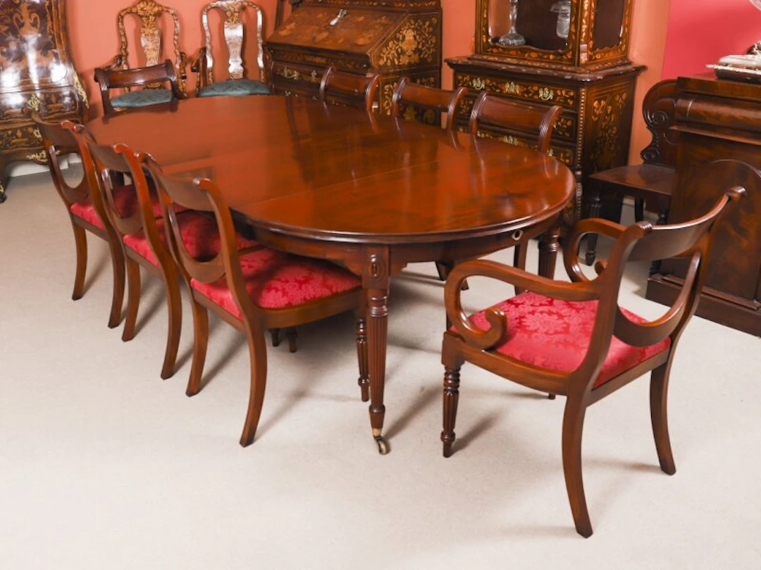 Antique Victorian Extending Dining Table BySelbat Circa 1880 & 8 Swagback