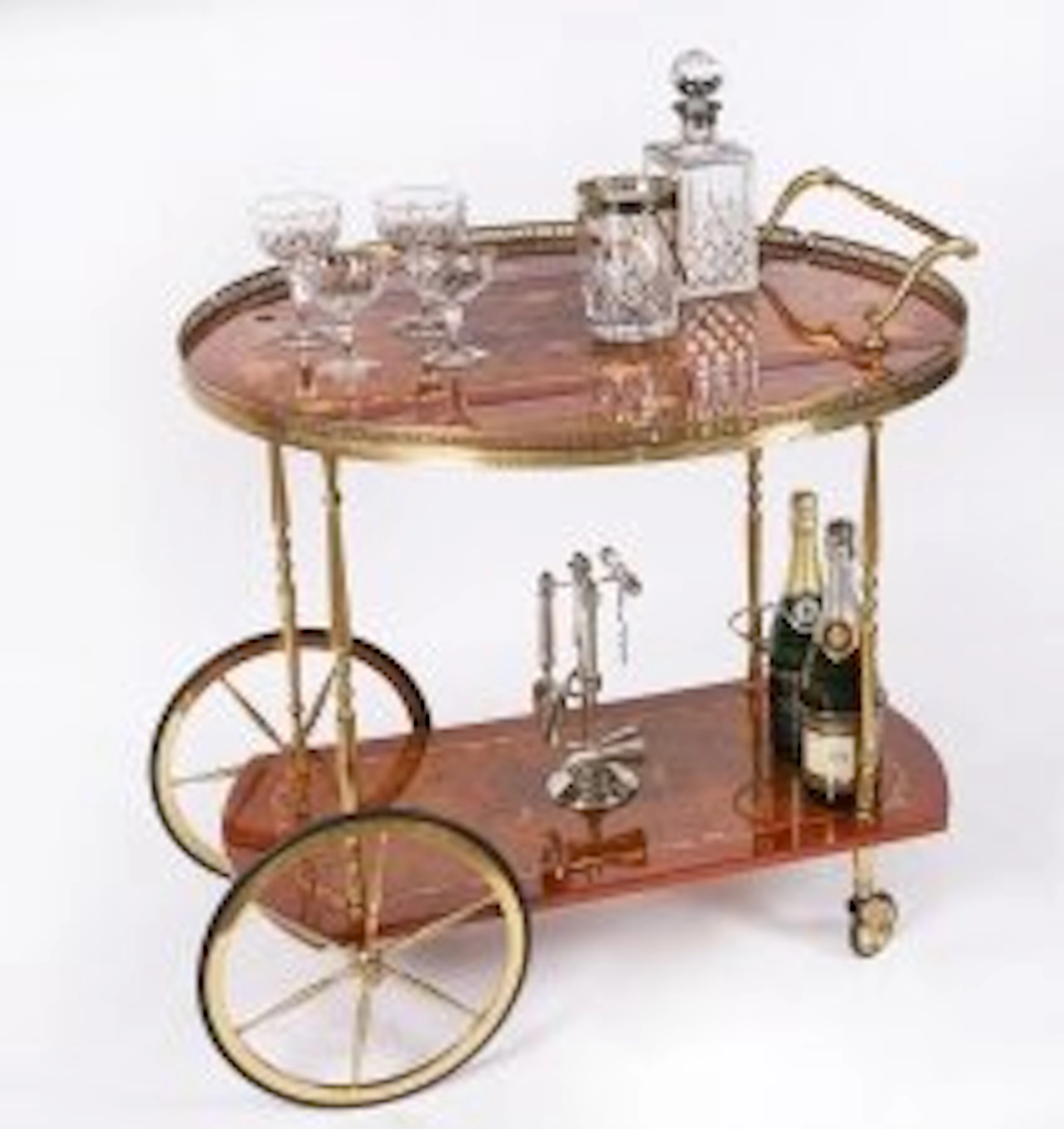 Vintage Sorrento Italian Marquetry Drinks Trolley C1960 Mid Century