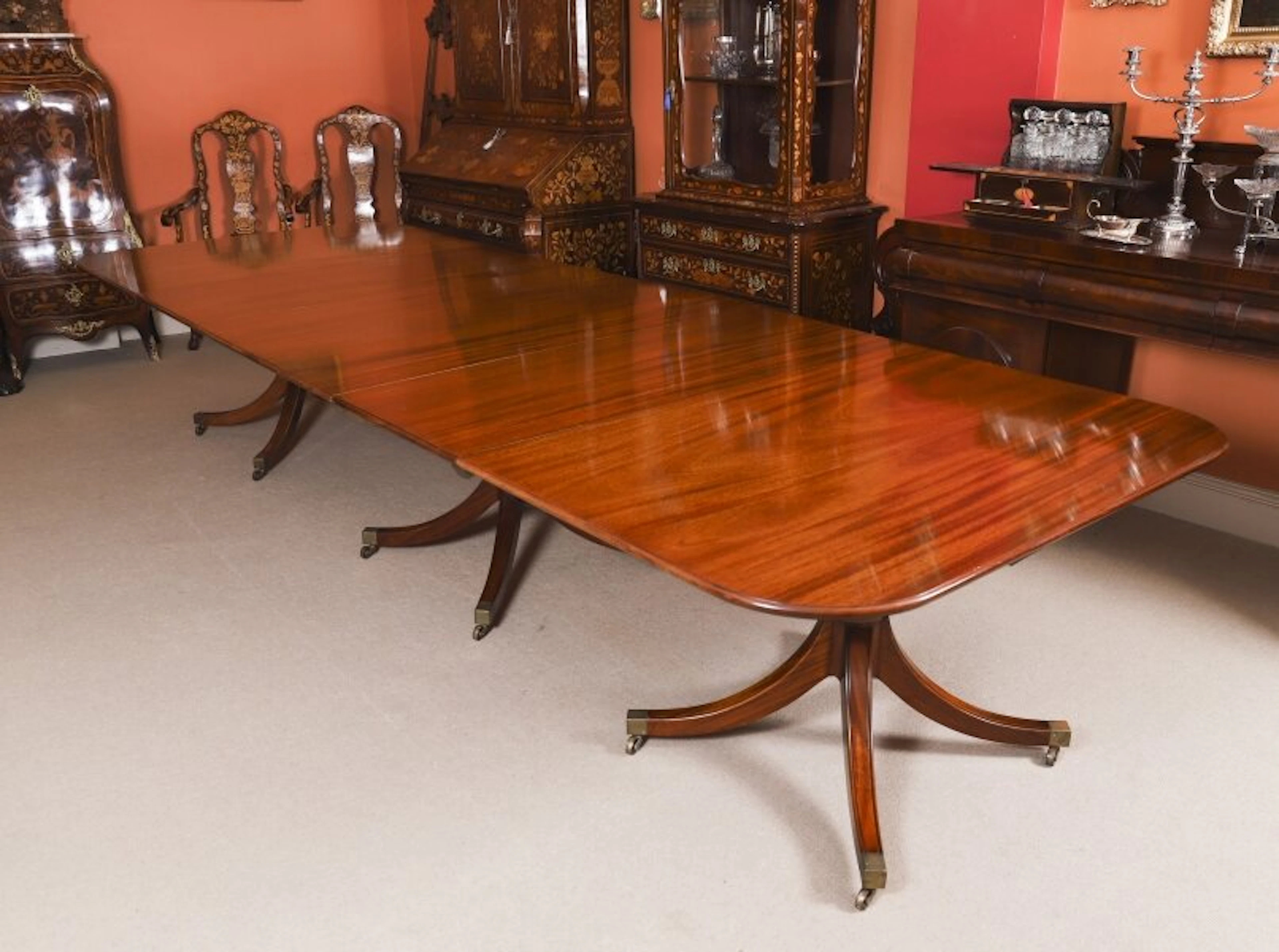 Vintage 12ft6" 382cm Triple Pillar Dining Table William Tillman - Harrods 20thC