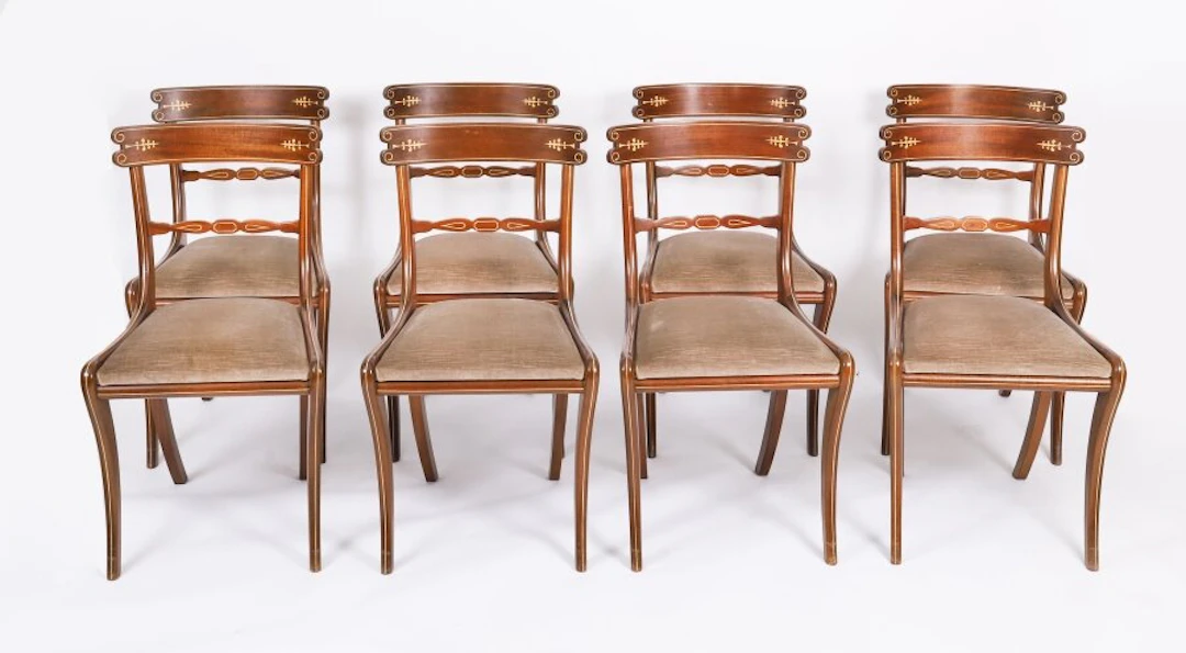 Vintage Set 8 Shield Back Dining Chairs by William Tillman 20th C