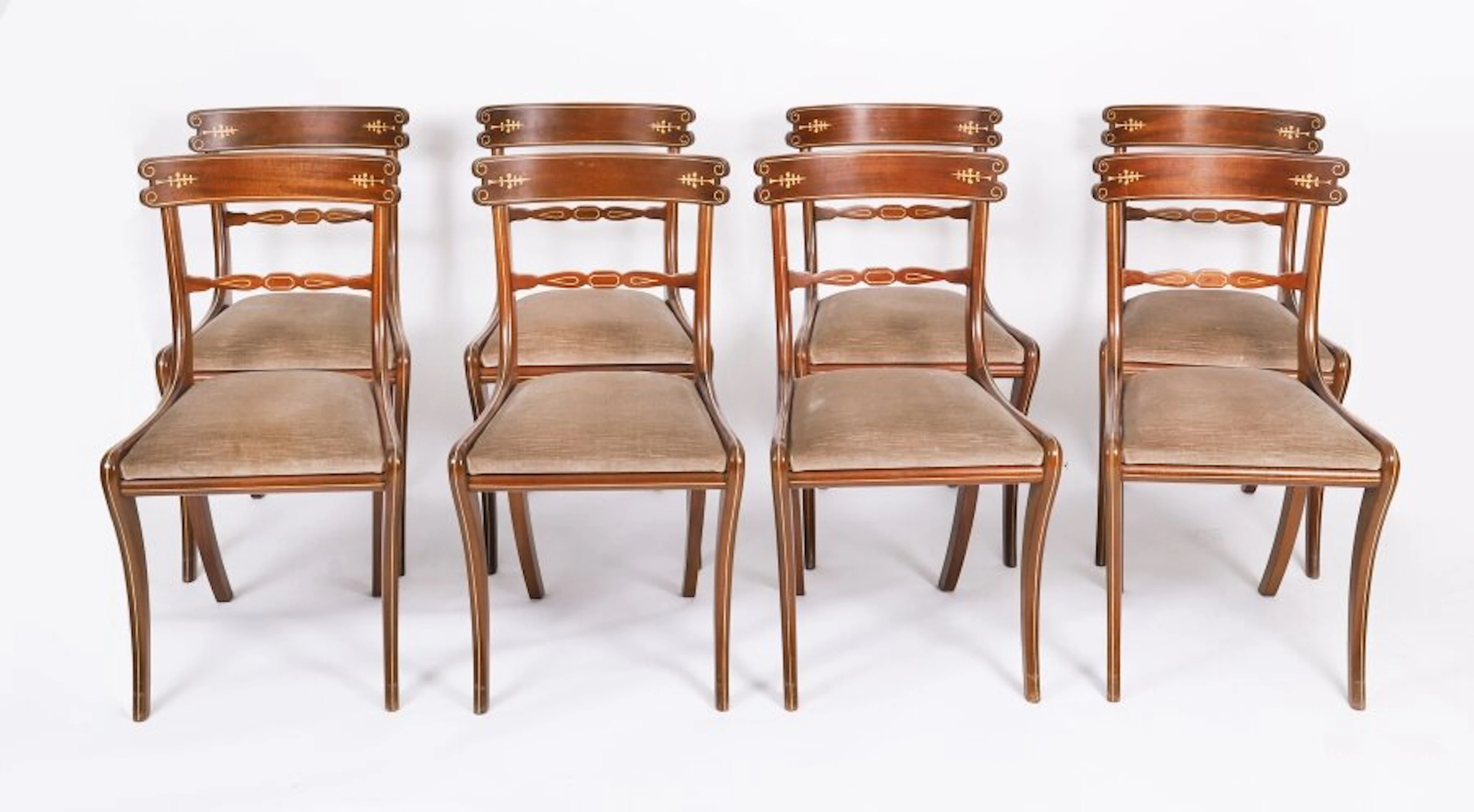 Vintage Set 8 Shield Back Dining Chairs by William Tillman 20th C