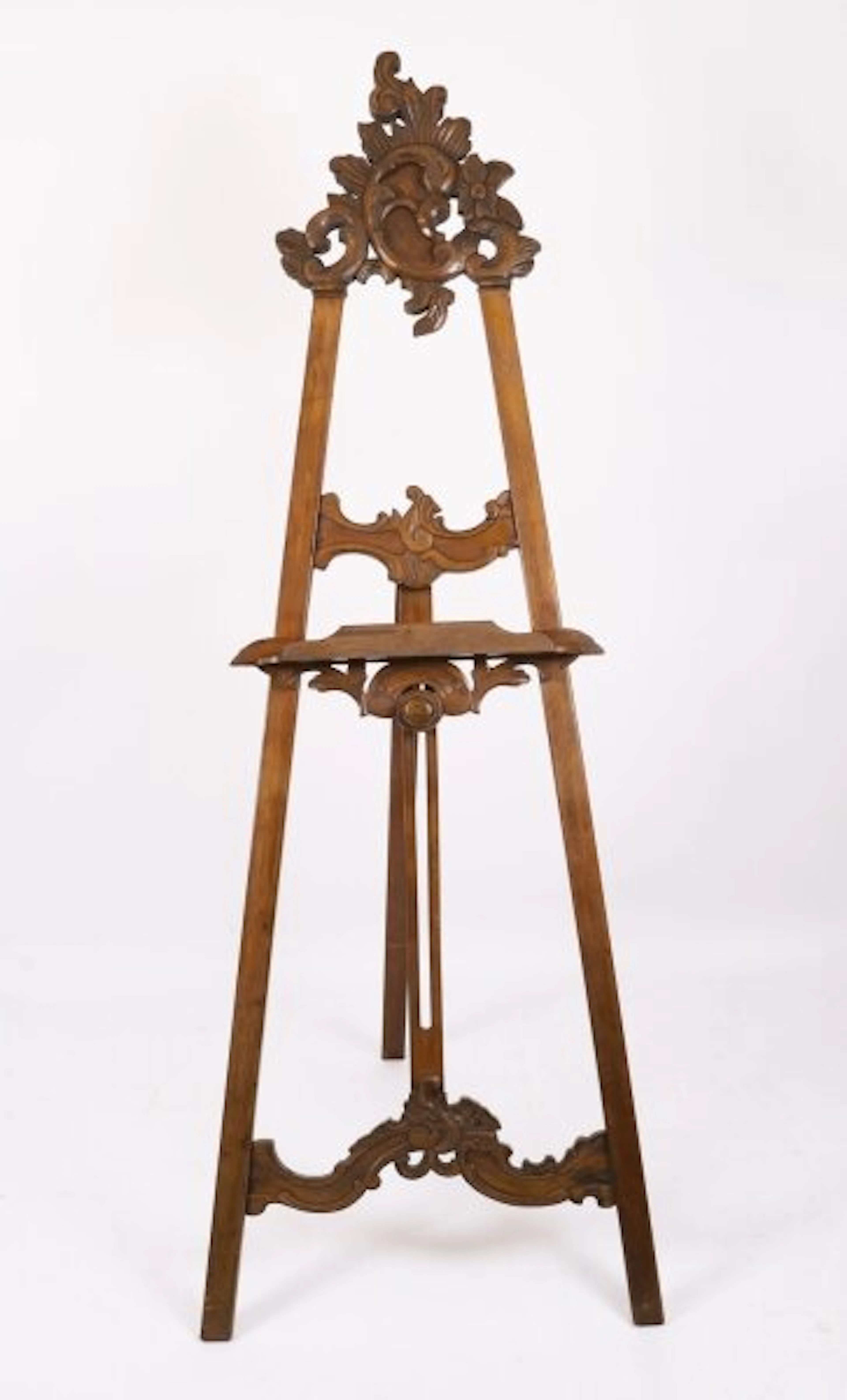 Antique Rococo Revival Walnut Chevalet Artists Easel Circa 1880 19th C