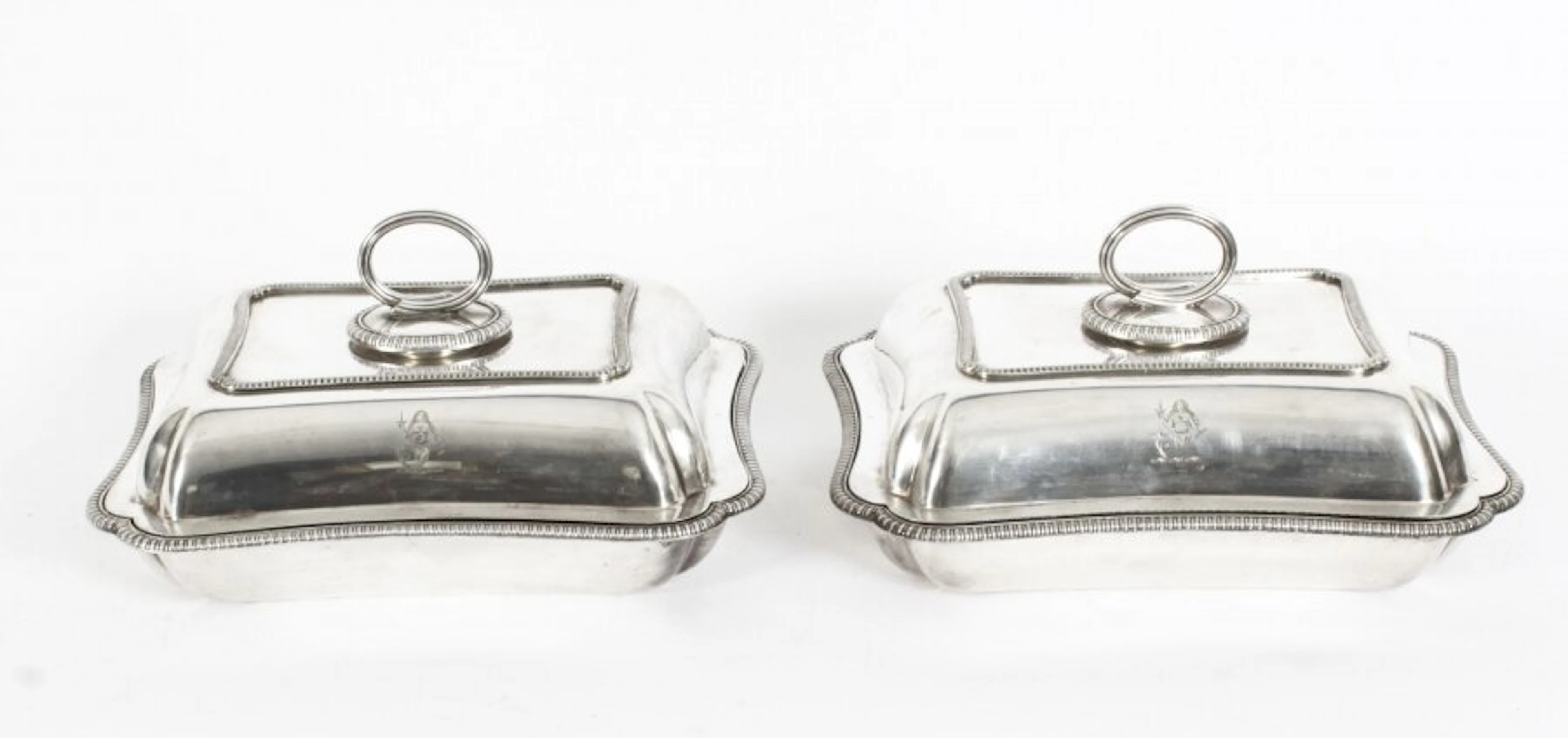 Antique Pair Silver Plated Entree Dishes Elkington Dated 1888 19th Century