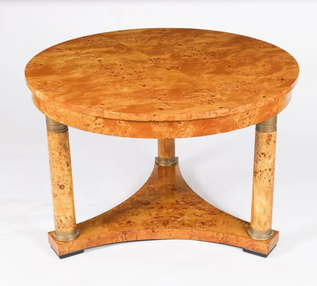 Antique Burr Elm Biedermeier Revival Coffee Occasional Table 20th Century