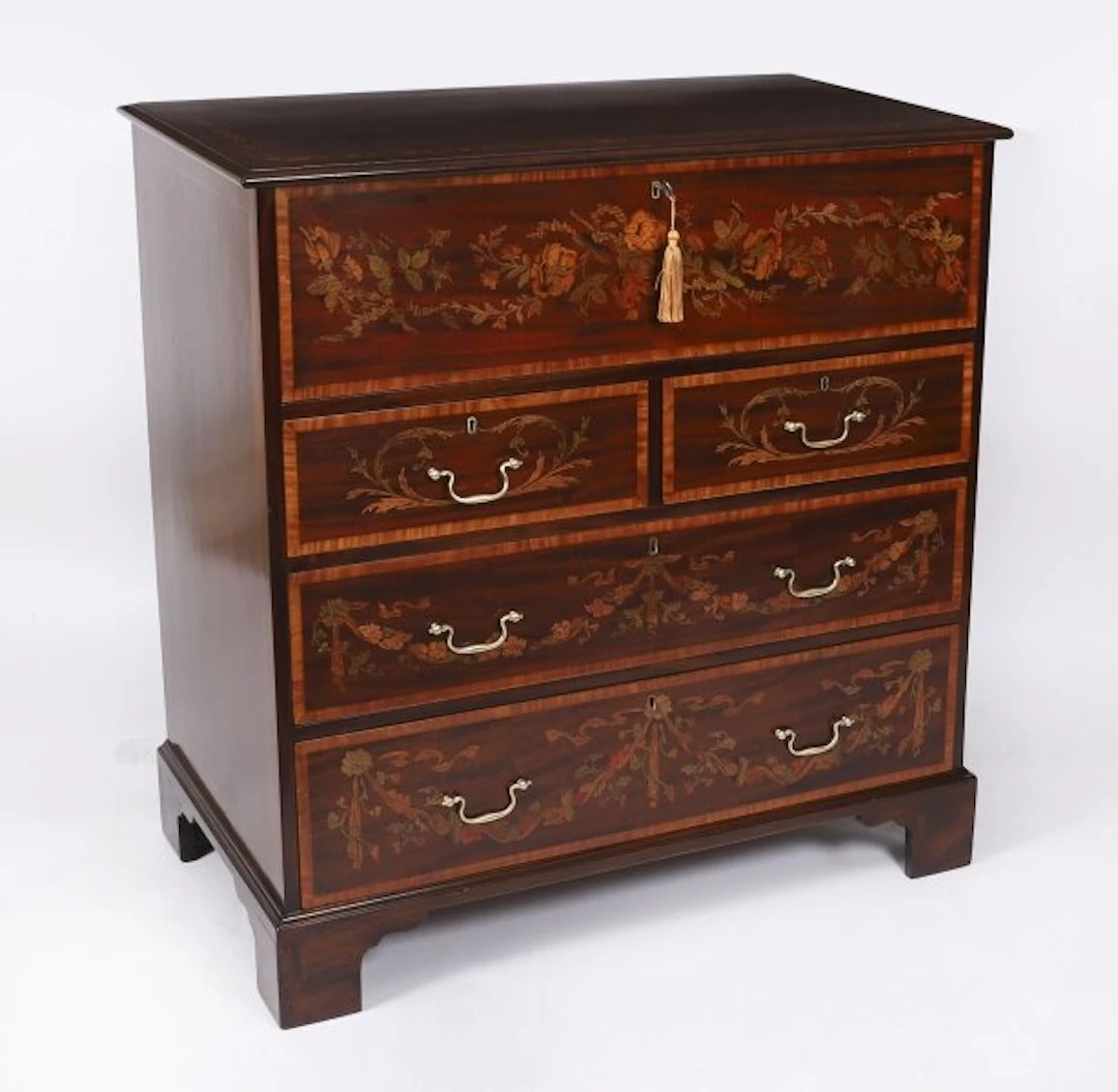 Antique Early George II Inlaid Mahogany Secretaire Chest c.1760
