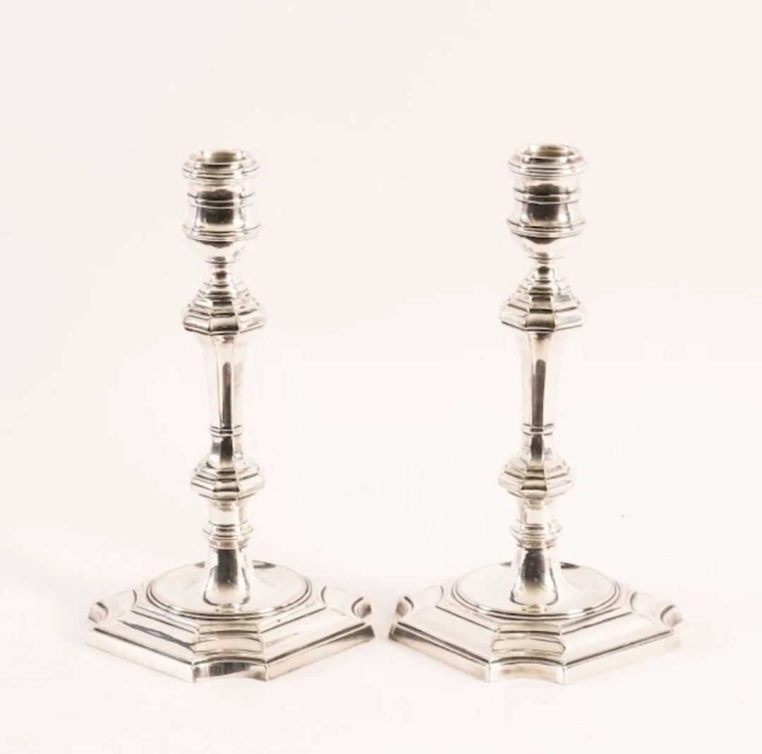 Antique Pair lSilver Plated Candlesticks By Elkinton & Co C1920