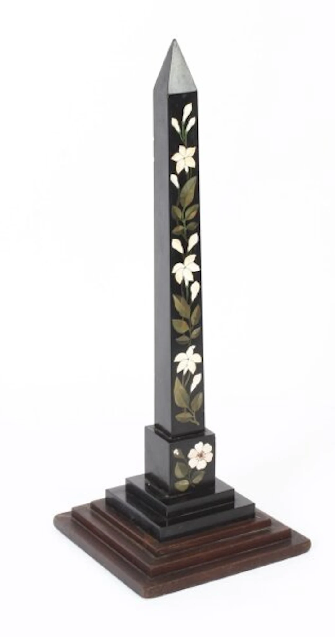 Antique Victorian Ashford Pietra Dura Marble Obelisk 19th Century