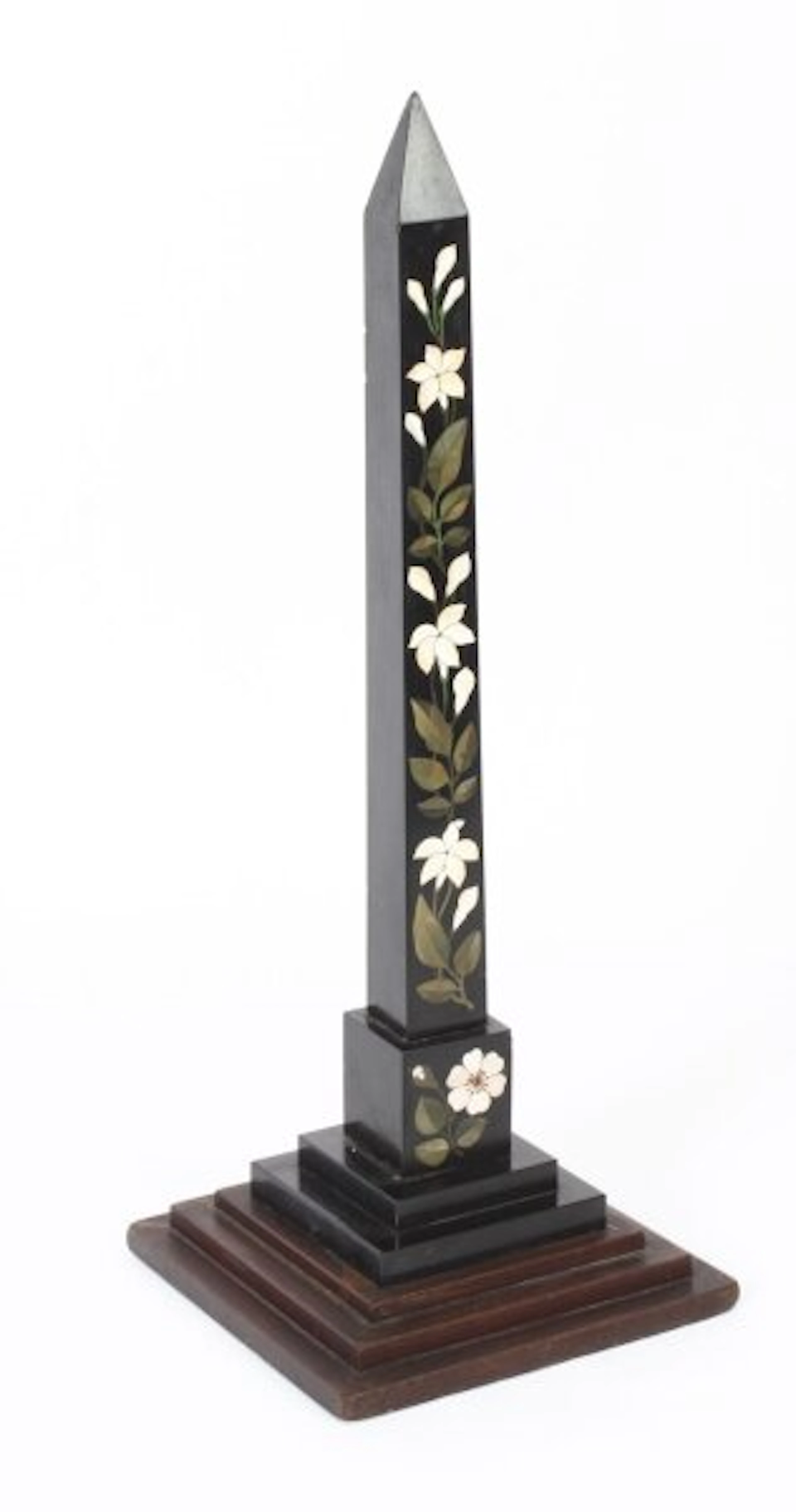 Antique Victorian Ashford Pietra Dura Marble Obelisk 19th Century