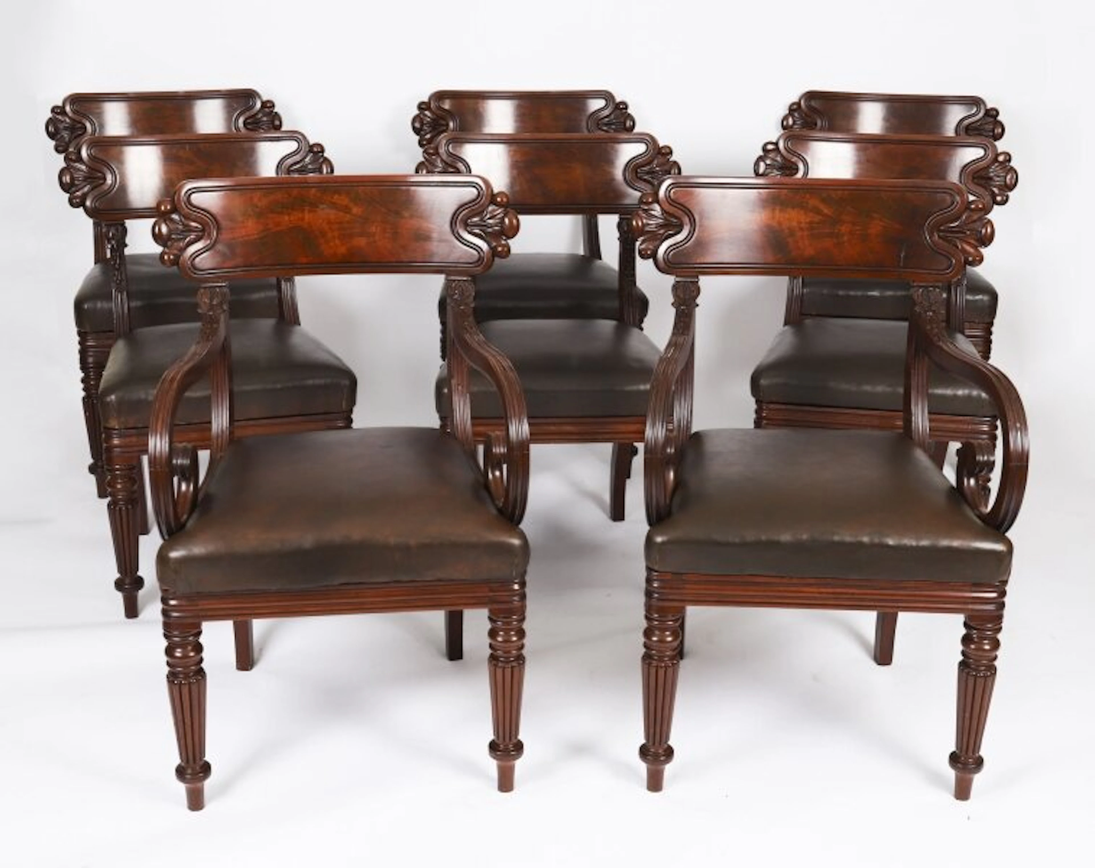 Antique Set 8 English William IV Barback Dining Chairs Circa 1830 19th C