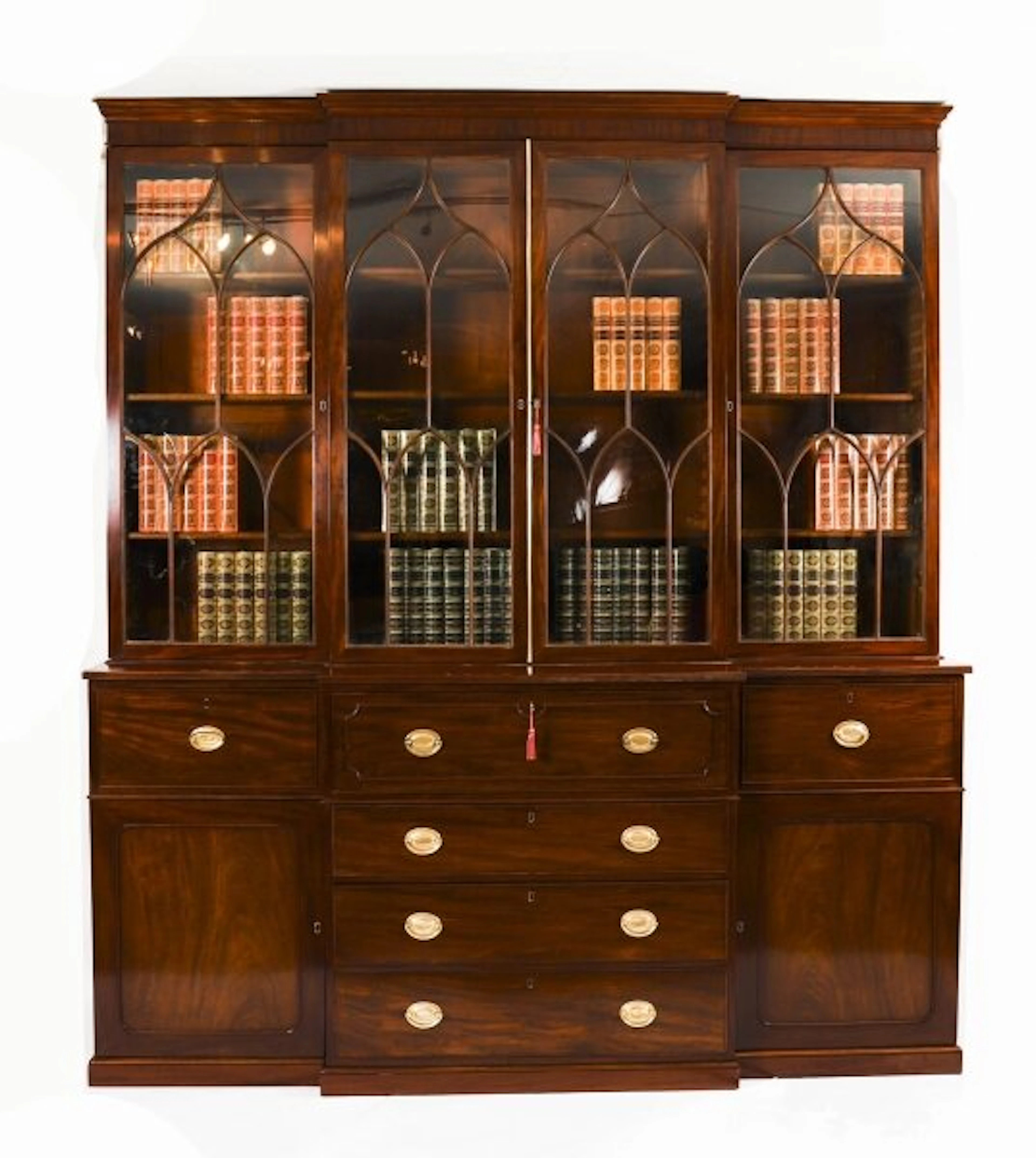 Antique George III Secretaire Breakfront Bookcase Circa1820 19thC