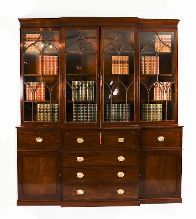 Antique George III Secretaire Breakfront Bookcase Circa1820 19thC