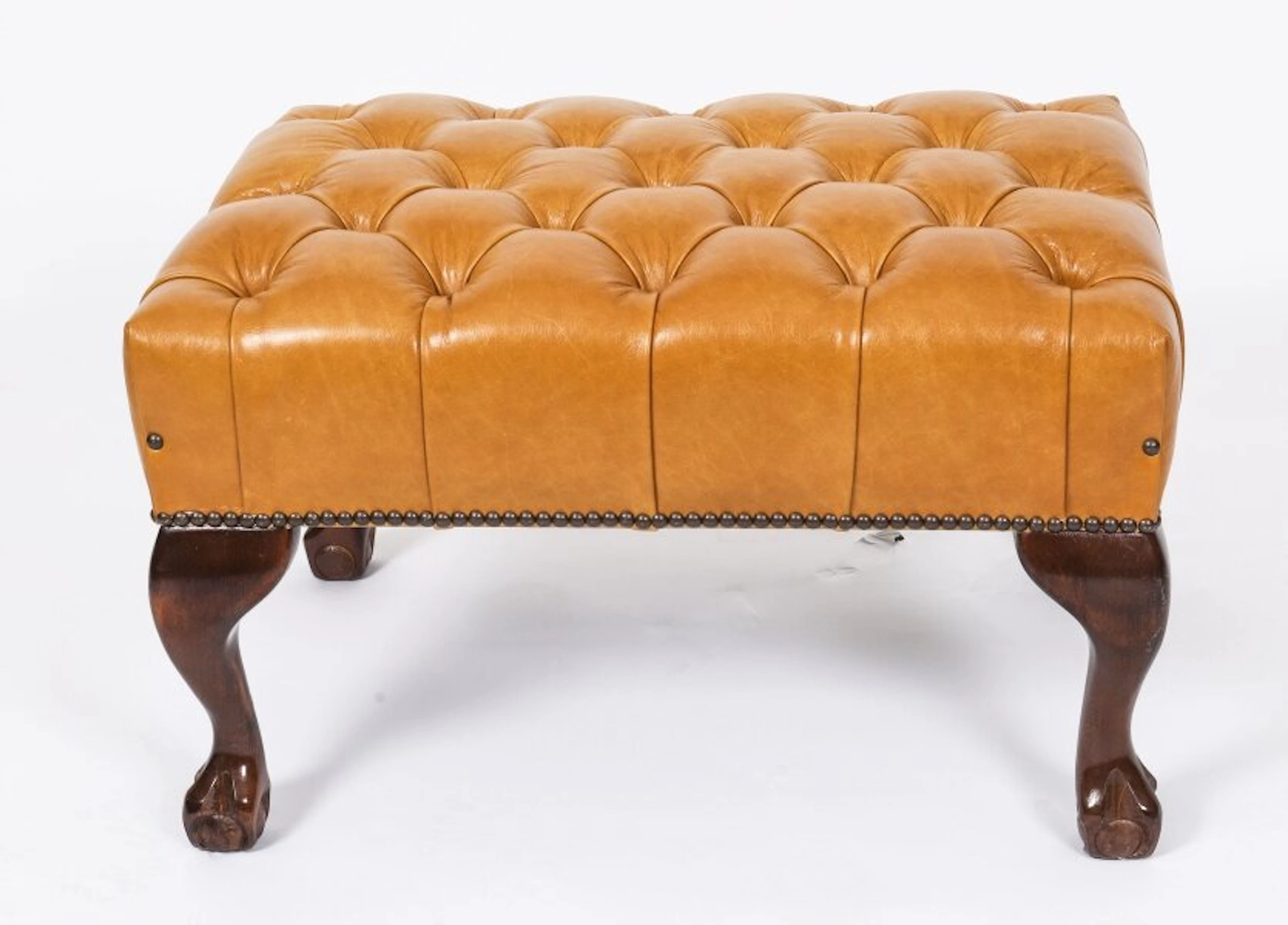Bespoke Chippendale Ball & Claw Leather Stool Saddle
