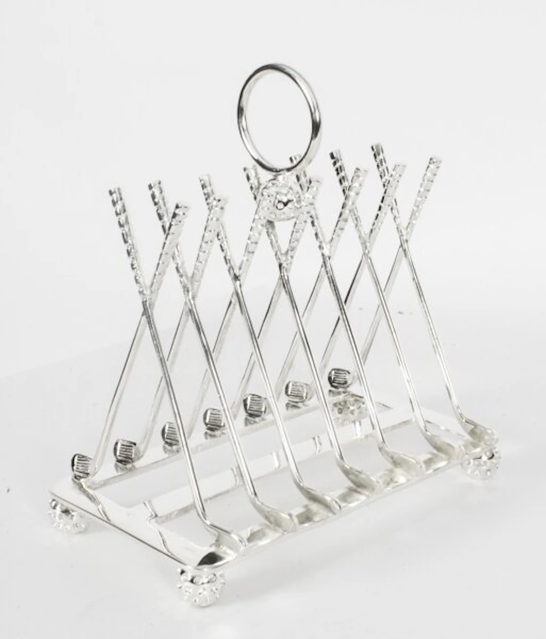 Vintage Silver Plated Letter Toast Rack Crossed Golf Clubs 20th C