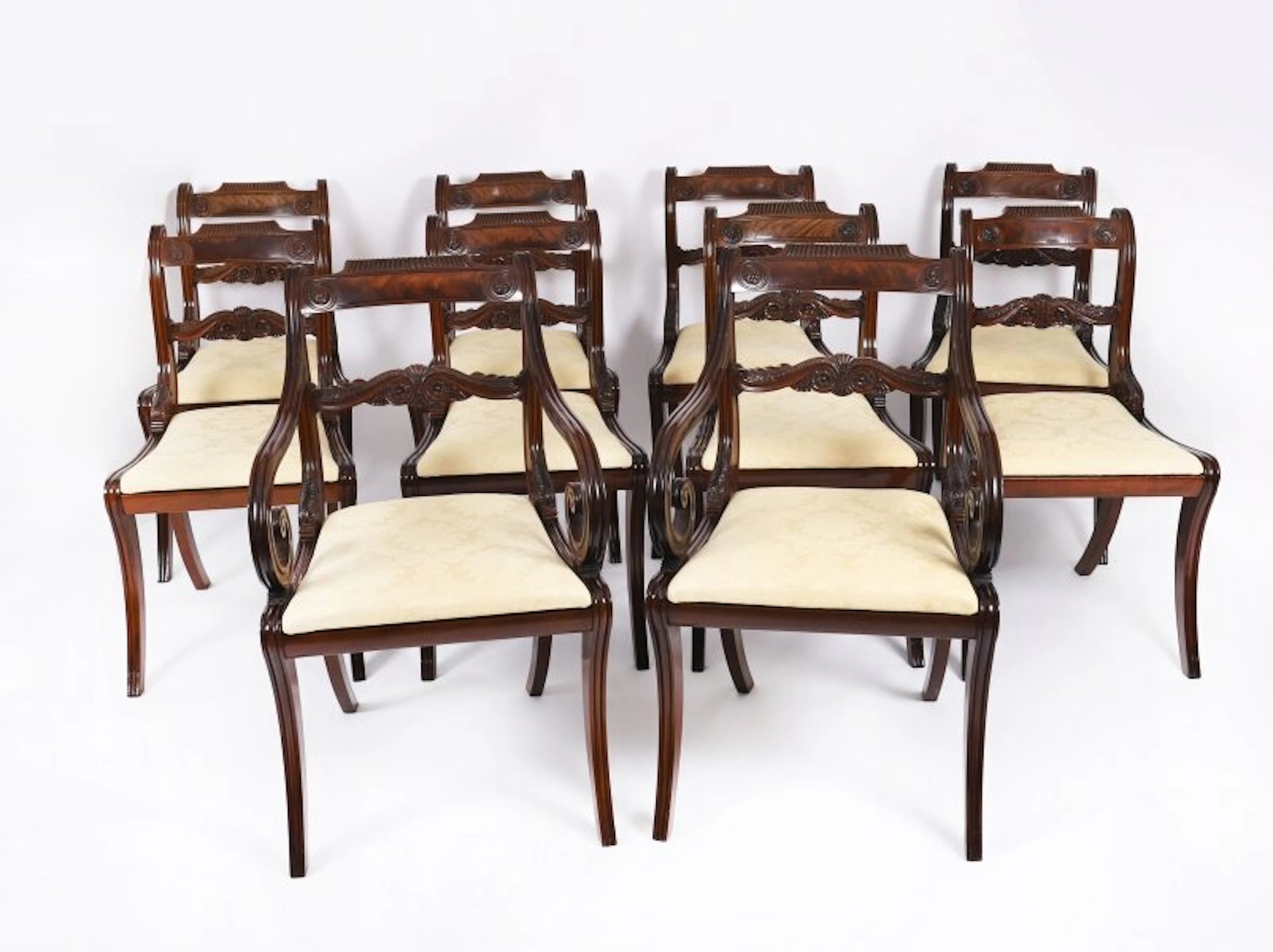 Vintage Set Ten Bar Back Dining Chairs by William Tillman 20th C
