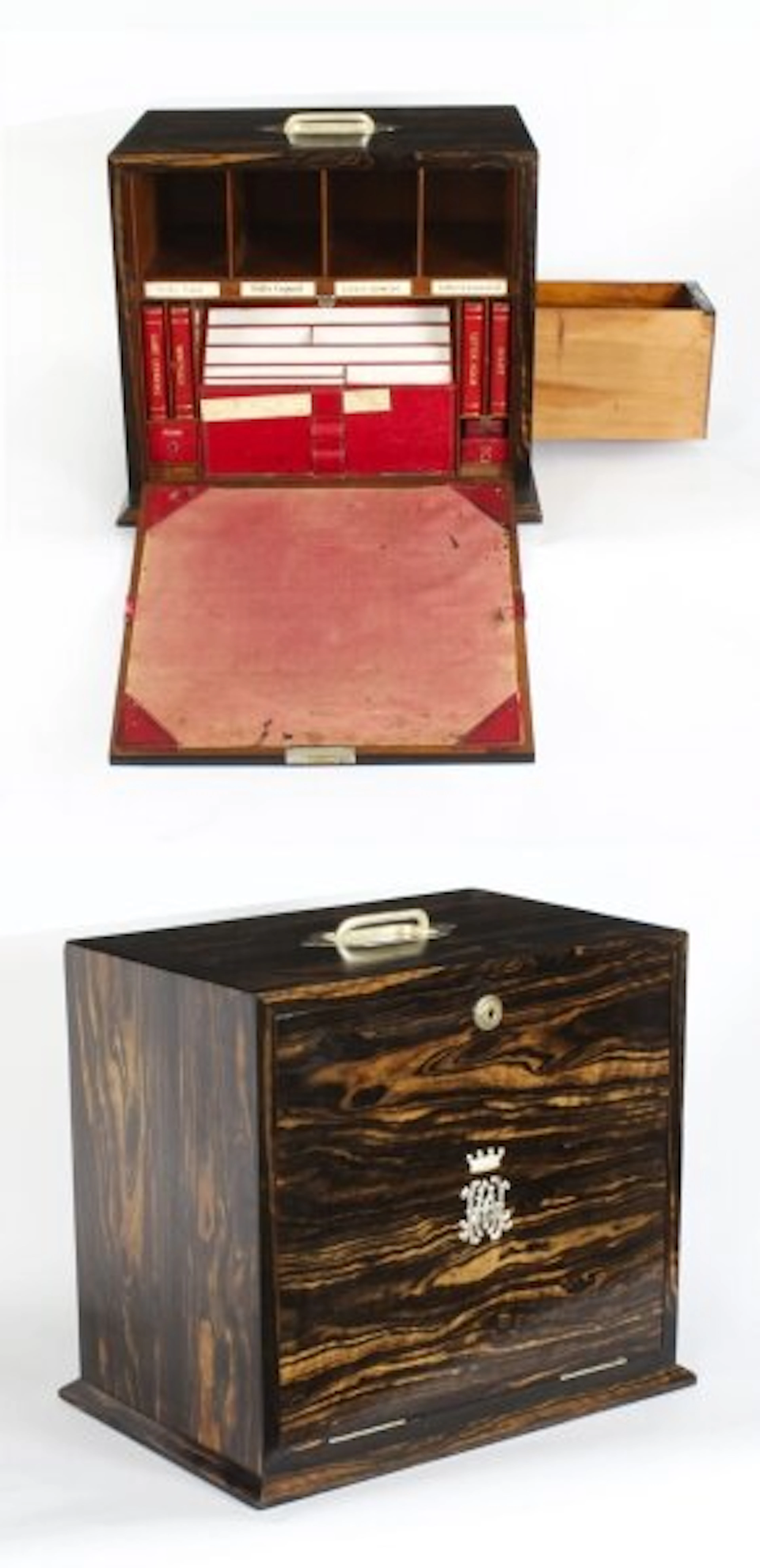 Antique Coromandel Writing / Stationary Cabinet by Houghton and Gunn Dated 1878
