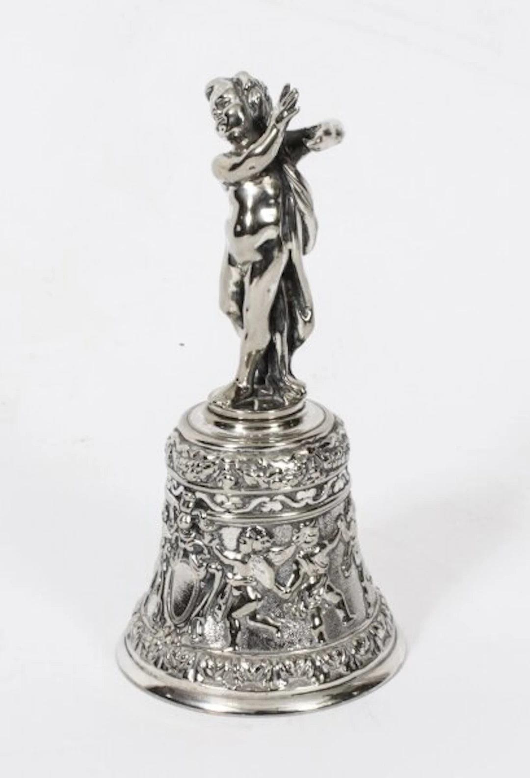 Antique Silver Plated Hand Bell Renaissance Revival 19th Century