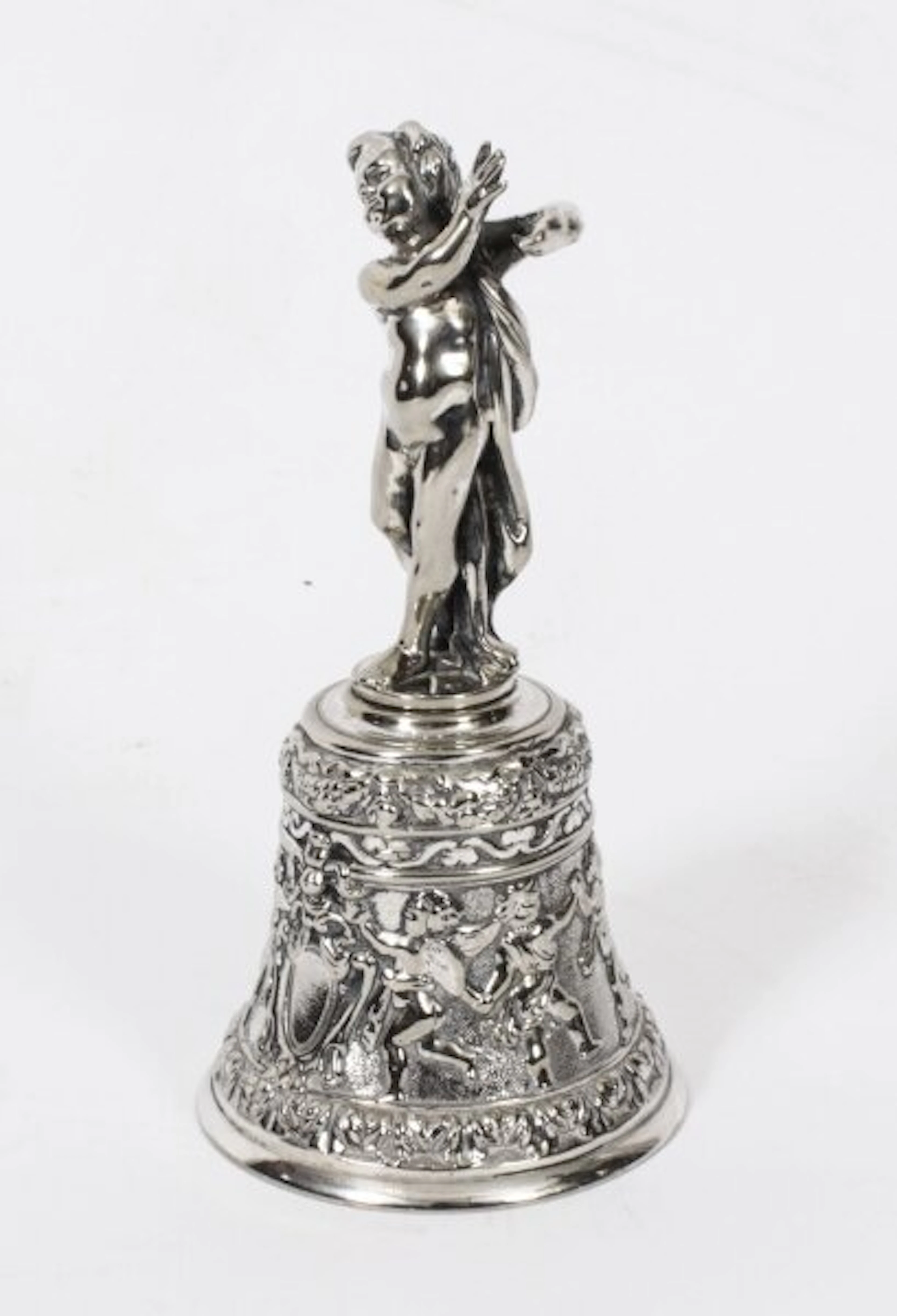 Antique Silver Plated Hand Bell Renaissance Revival 19th Century