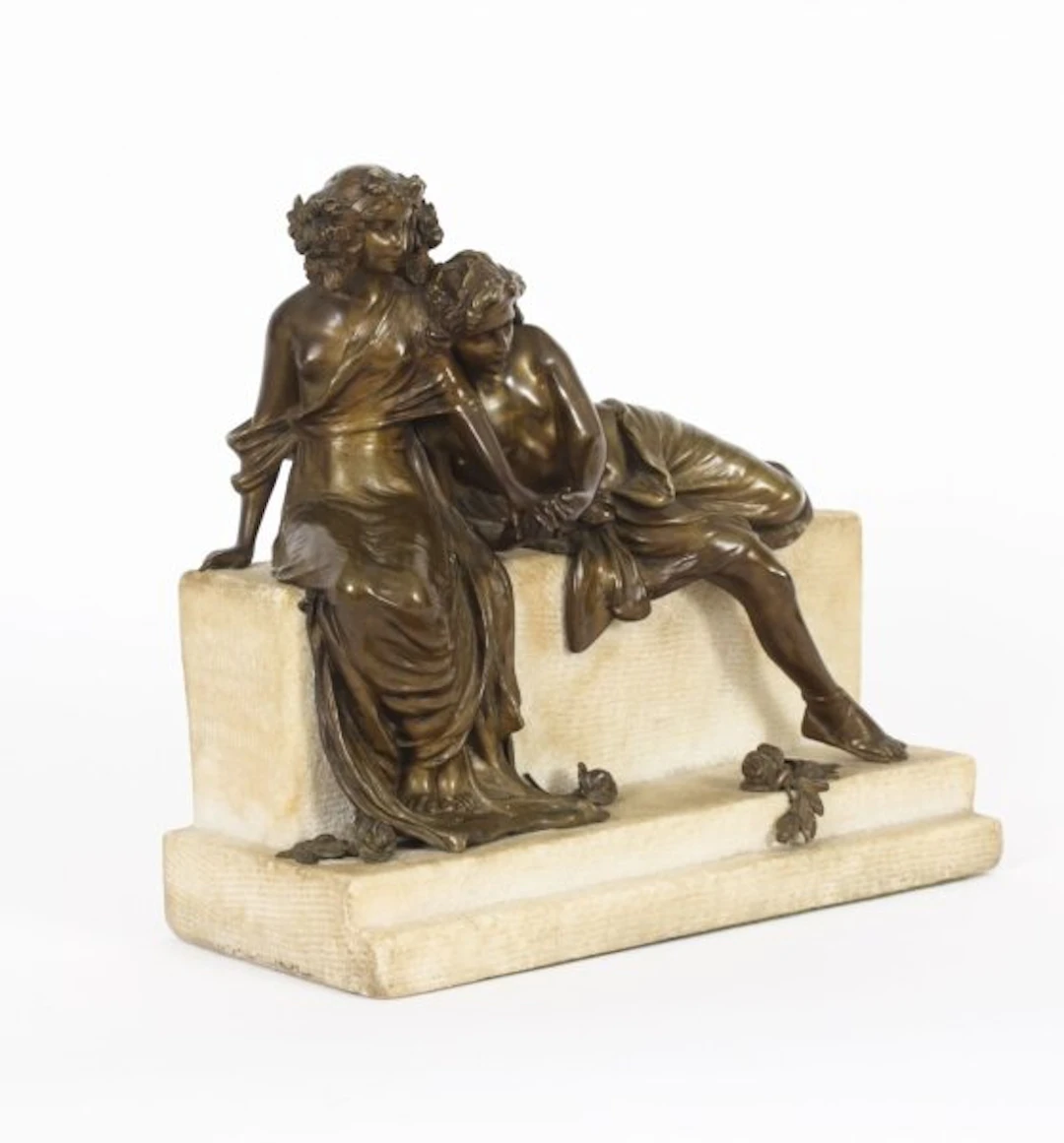 Antique Bronze Marble Sculpure "The Bethrothal" by Carl Kauba Circa 1890 19th C