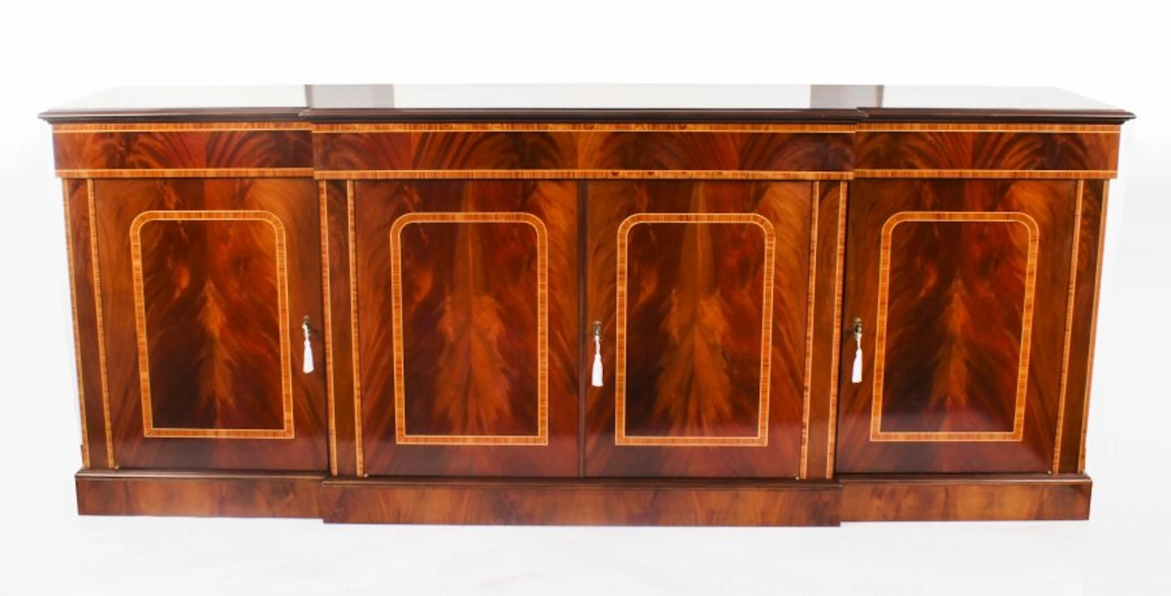 Bespoke Handmade Enormous Flame Mahogany 4 Door Sideboard