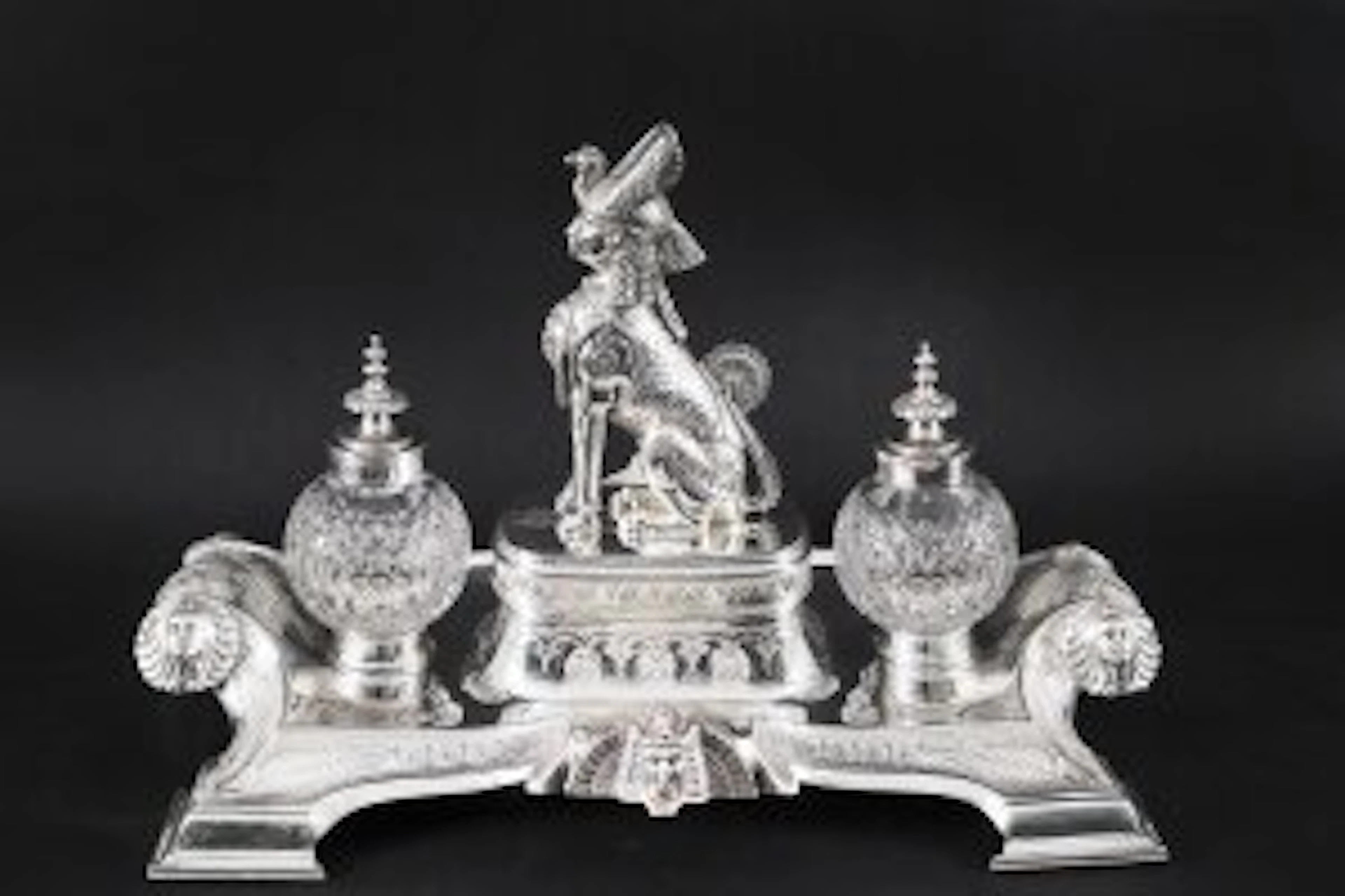 Antique Victorian Egyptian Revival Inkstand Standish by Wilkinson & Co 19thC
