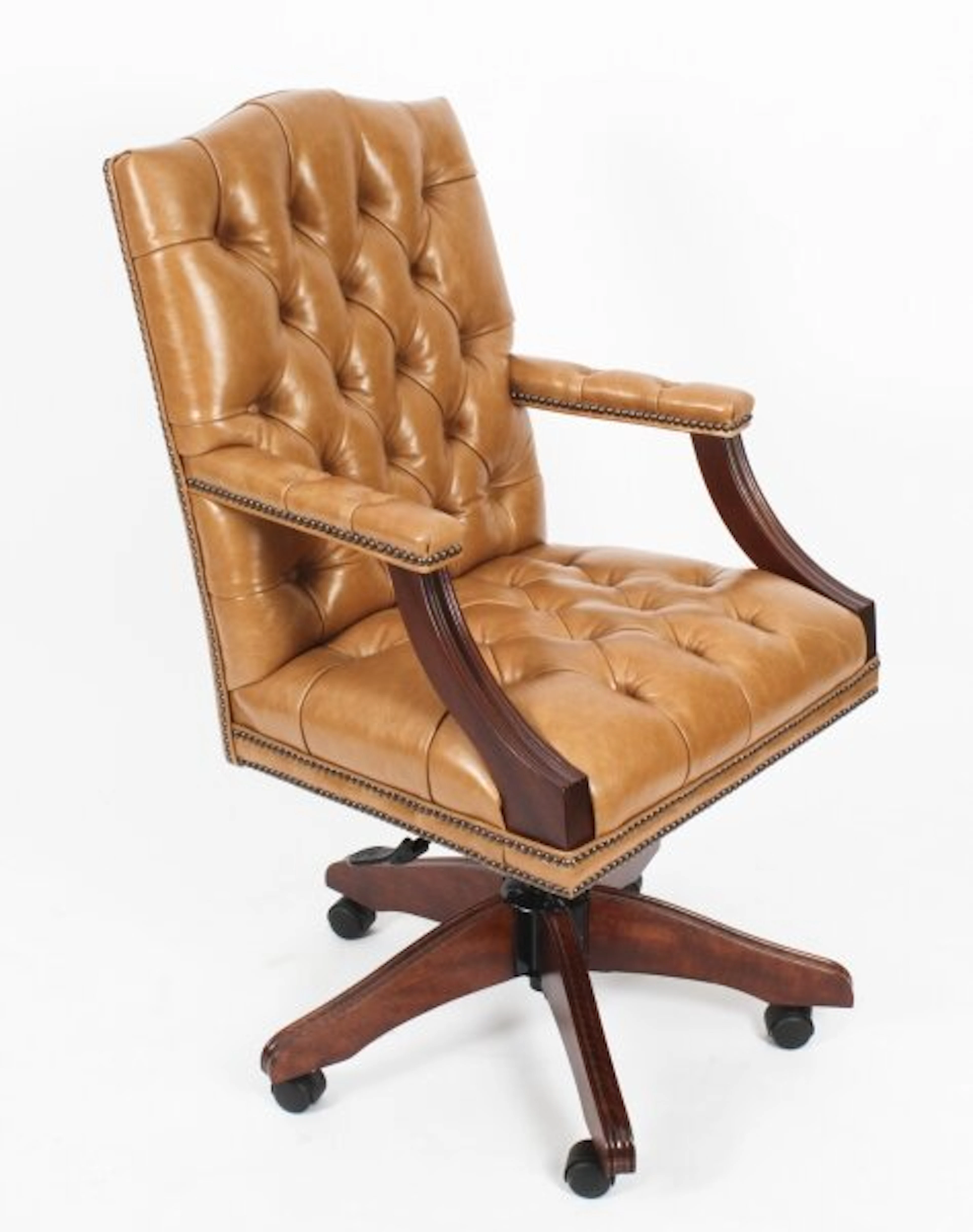 Bespoke English Handmade Gainsborough Leather Desk Chair Tan
