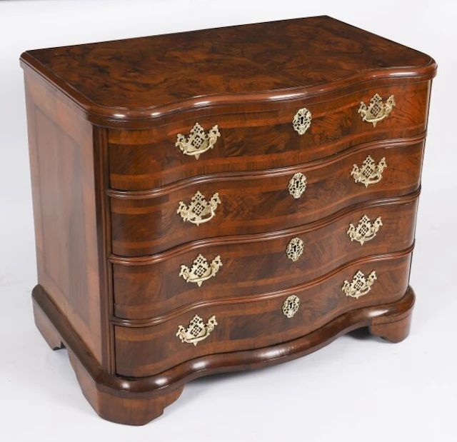 Antique Rare Bavarian Burr Walnut Chest Commode c.1760 18th C