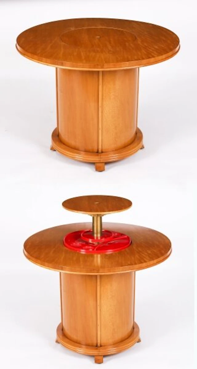 Vintage Art Deco Satin Wood Pop Up Modernist Cocktail Cabinet C1950