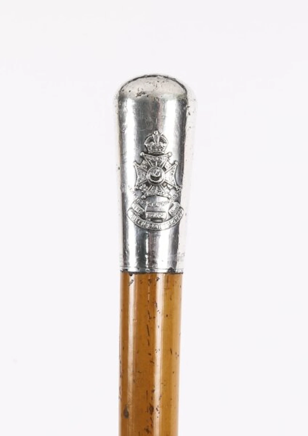 Antique British India Regiment Silver plated Walking Stick C1910 91cm/36inch