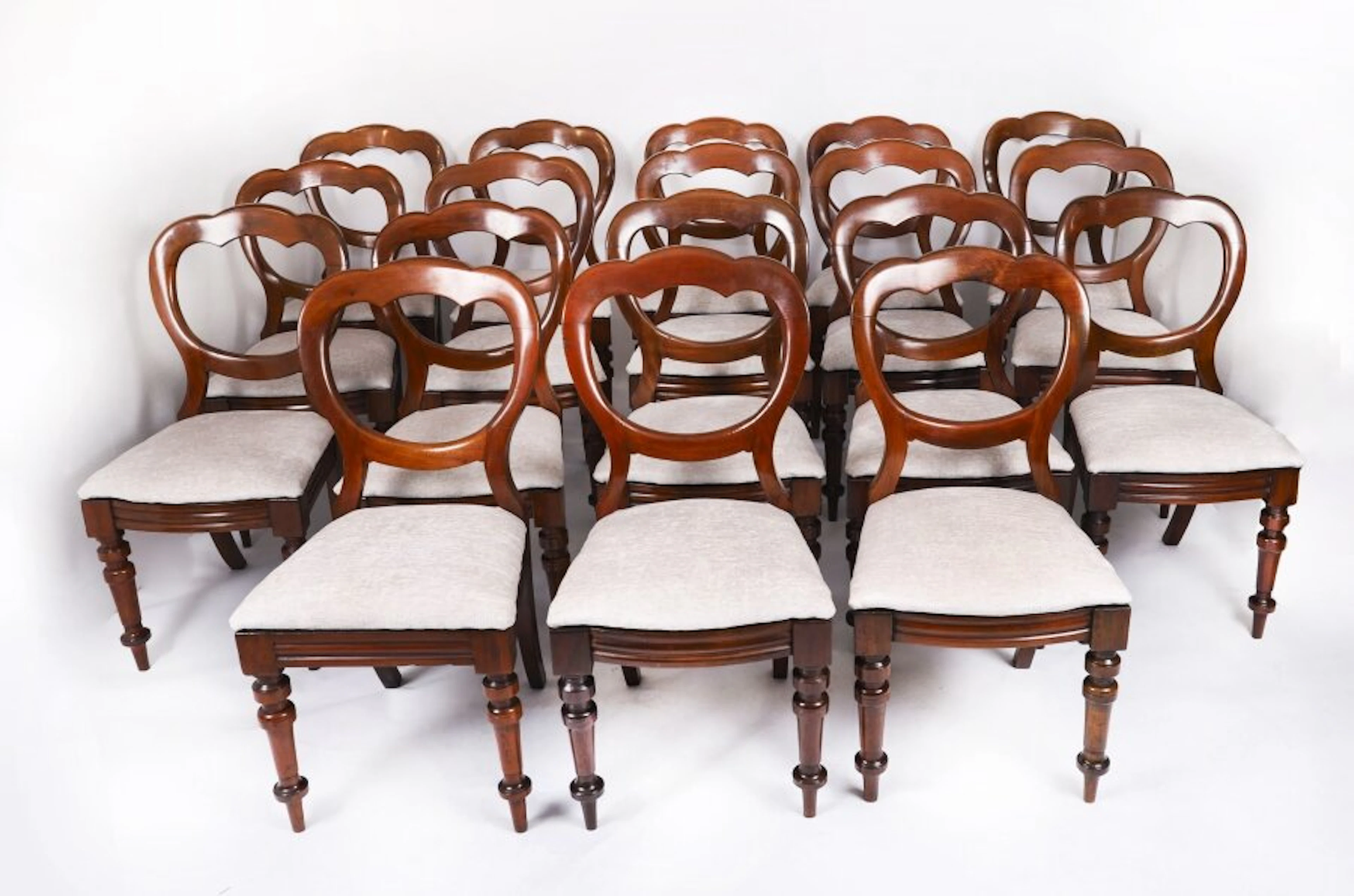 Antique Set 18 Victorian Dining Chairs C1880 19th Century