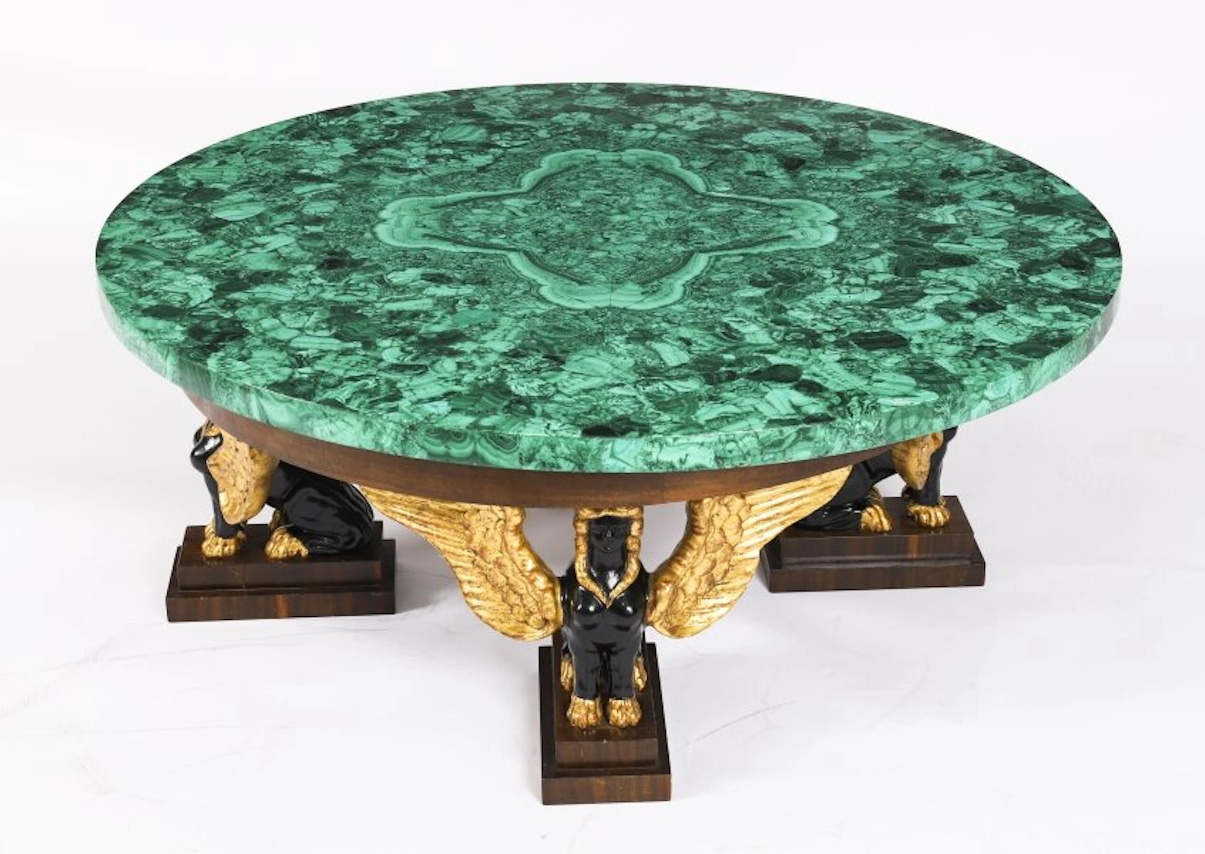 Antique Malachite and Walnut Patinated Ebonised Giltwood Coffee Table 20th C