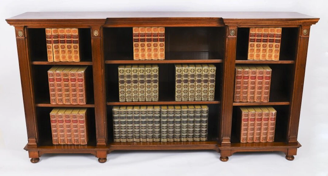 Antique Victorian Ormolu Mounted Walnut Open Bookcase 19th Century