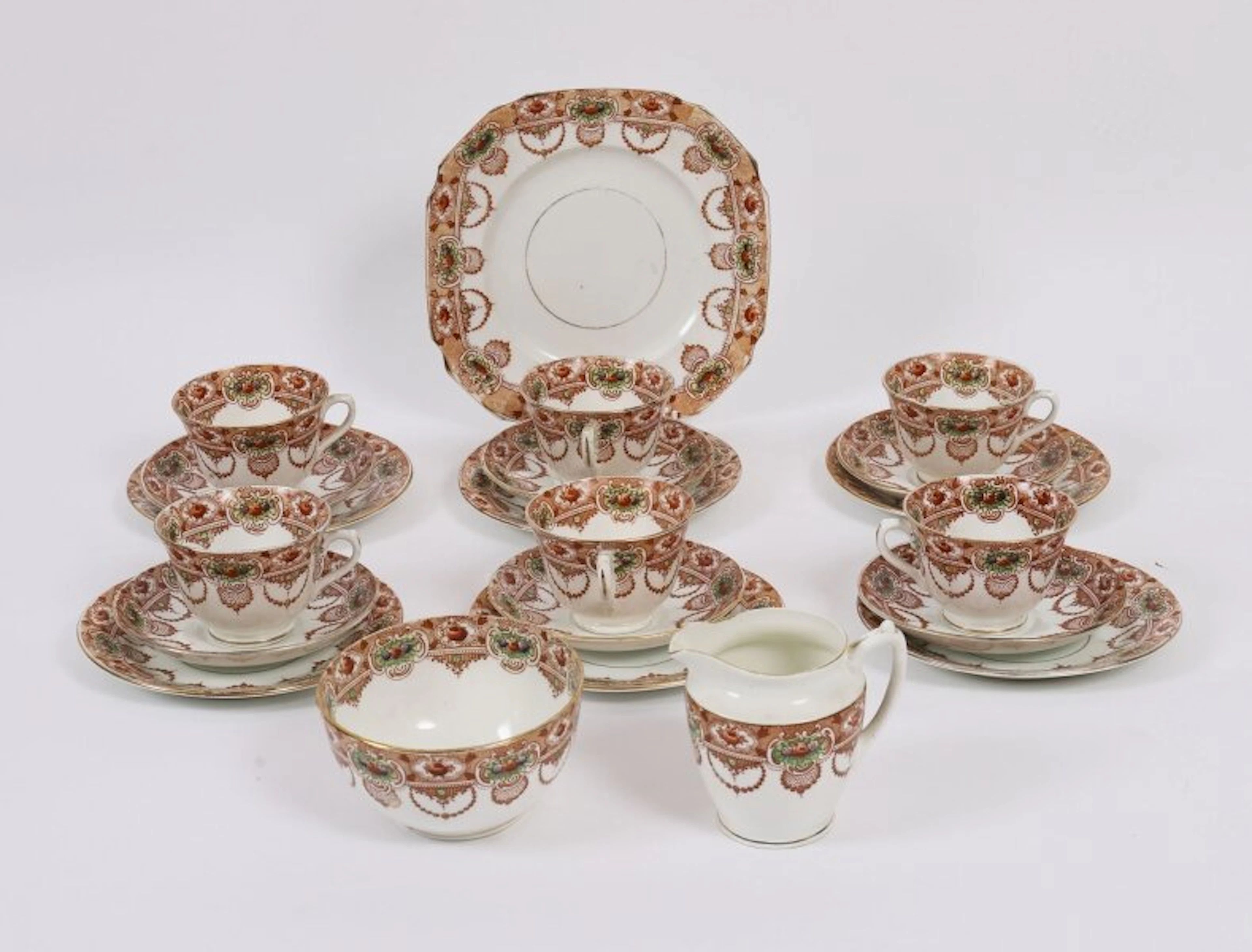 Antique 21 piece Doric China, Longton Stafford Porcelain Tea Set Circa 1926-35