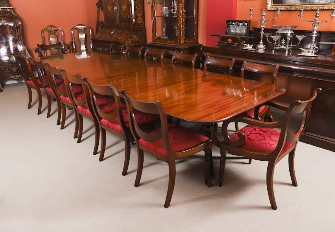 Vintage Triple Pillar Dining Table by William Tillman Harrods & 14