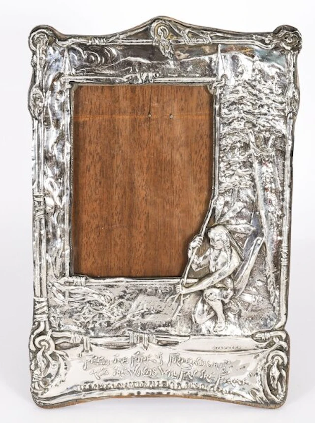 Antique Edwardian Sterling Silver Photo Frame "Hiawatha" Dated 1904
