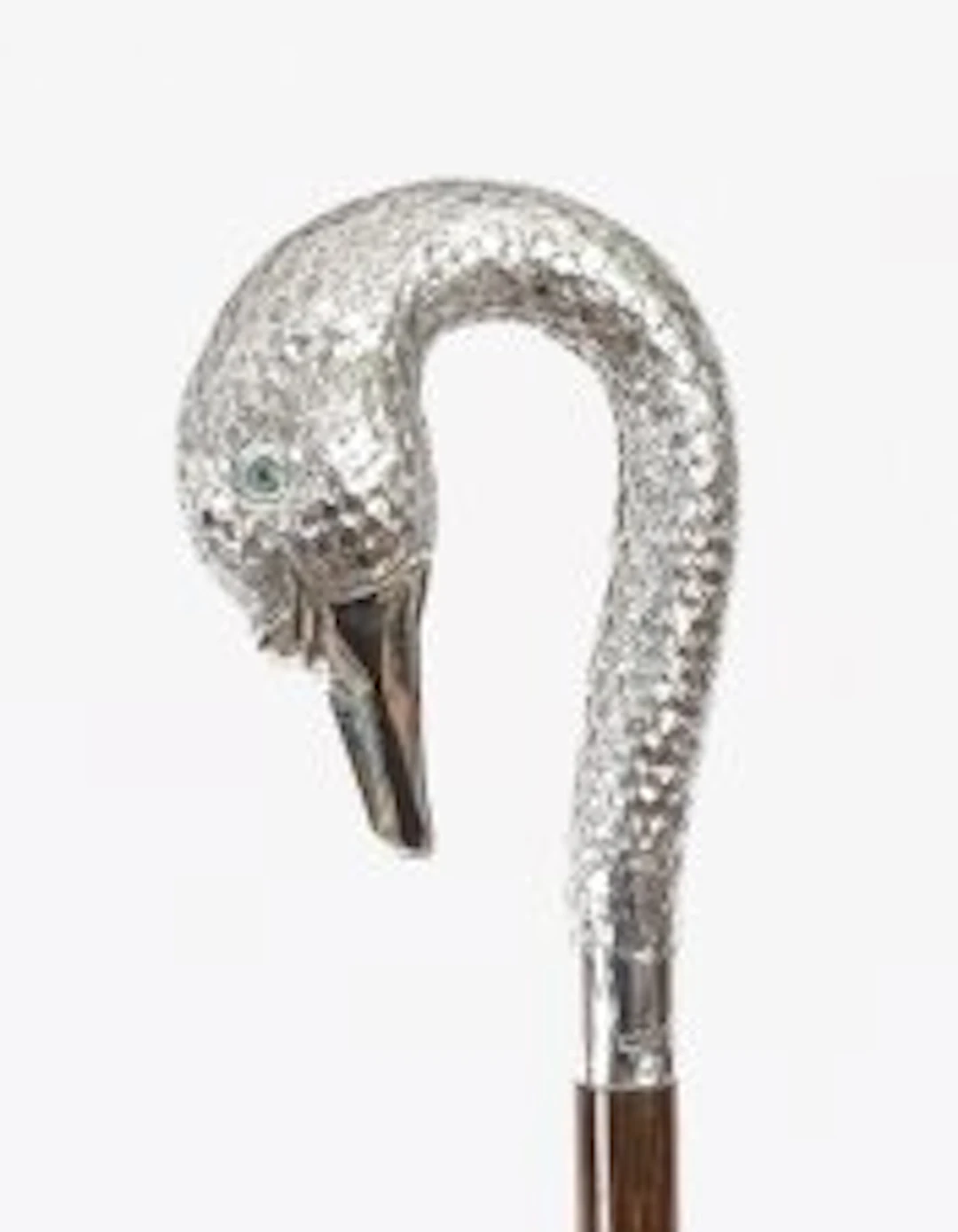Antique Sterling Silver Swan Walking Stick Cane London 1902 89cm 35 Inches