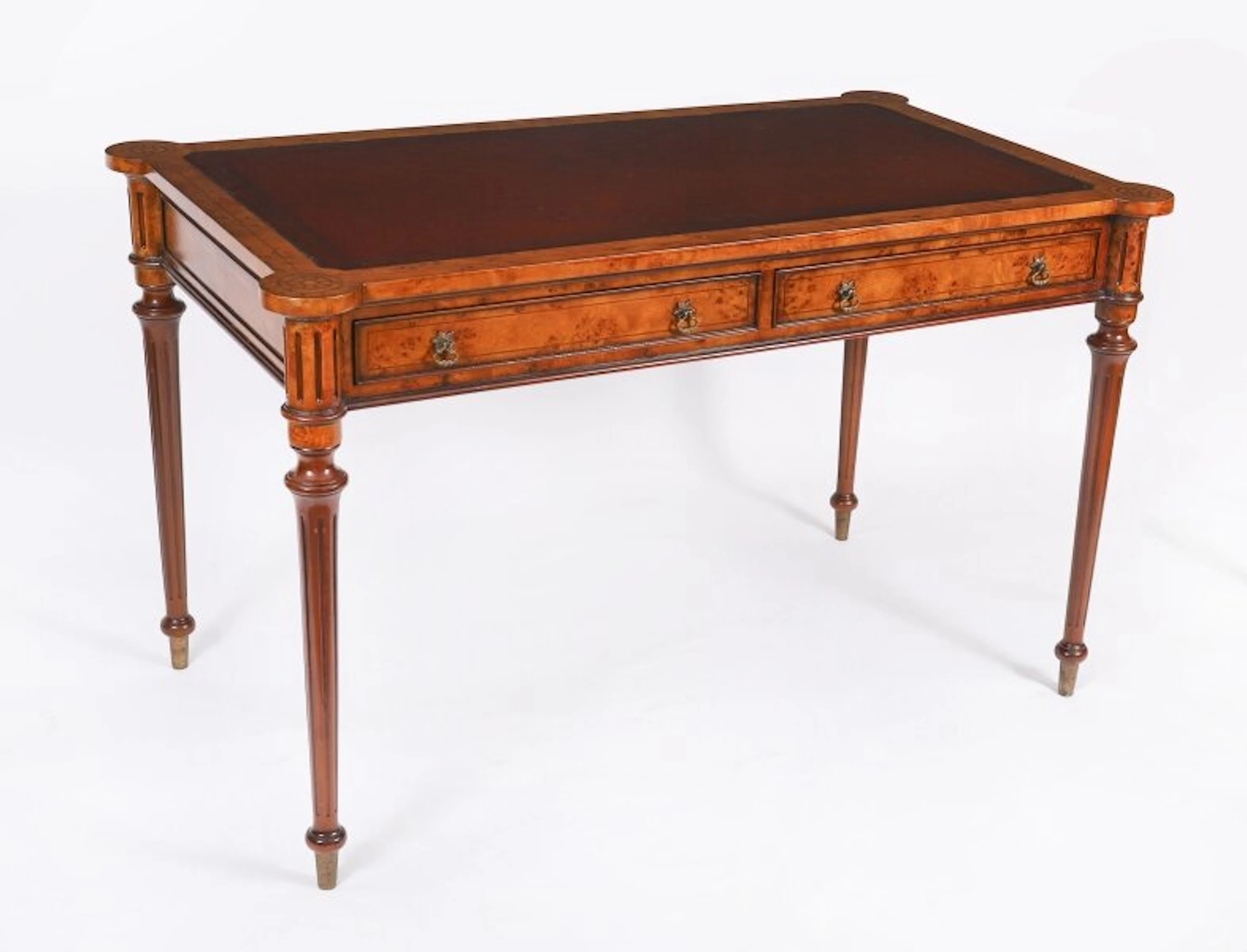 Vintage Gillows Style Birdseye Maple Writing Table Desk 20th C