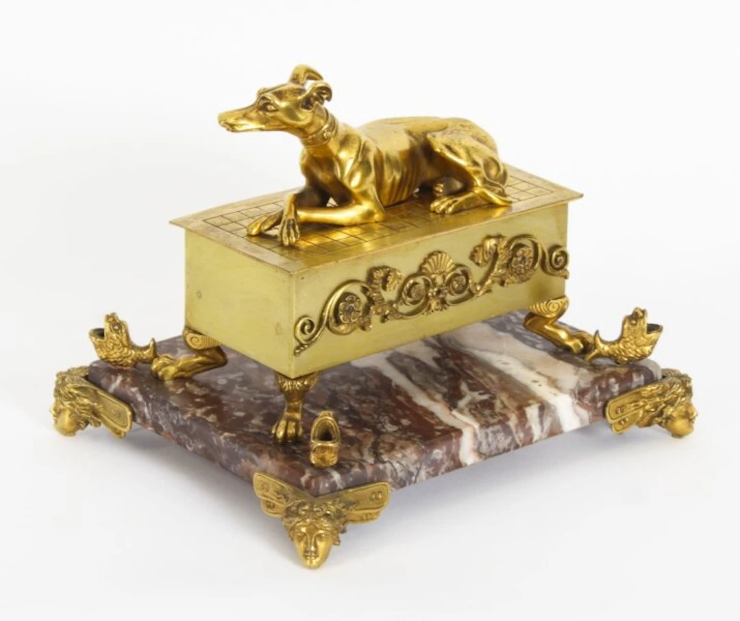 Antique French Ormolu & Marble Casket 19th C