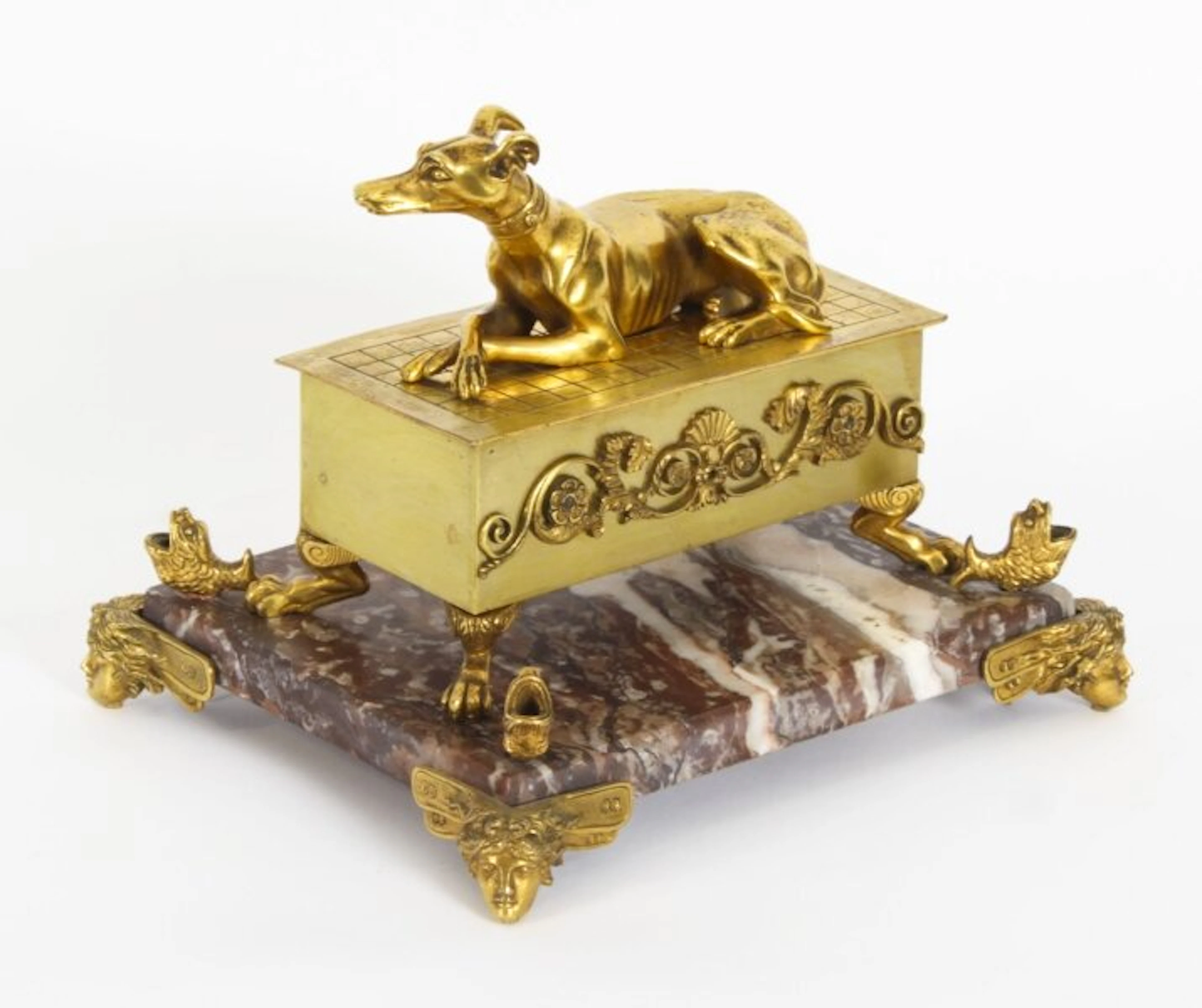 Antique French Ormolu & Marble Casket 19th C