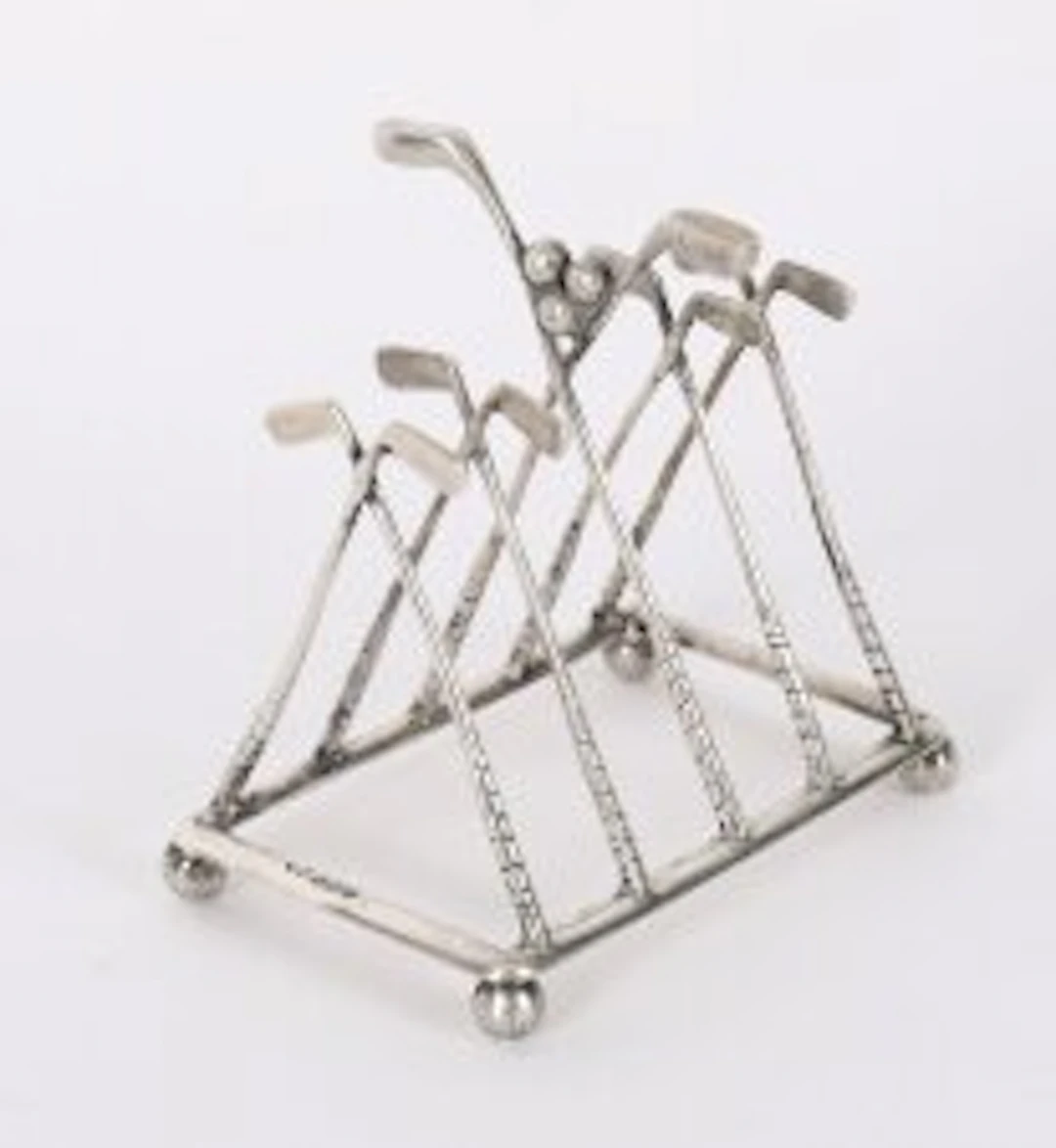 Antique Sterling Silver Letter Toast Rack Crossed Golf Clubs Birmingham 1908