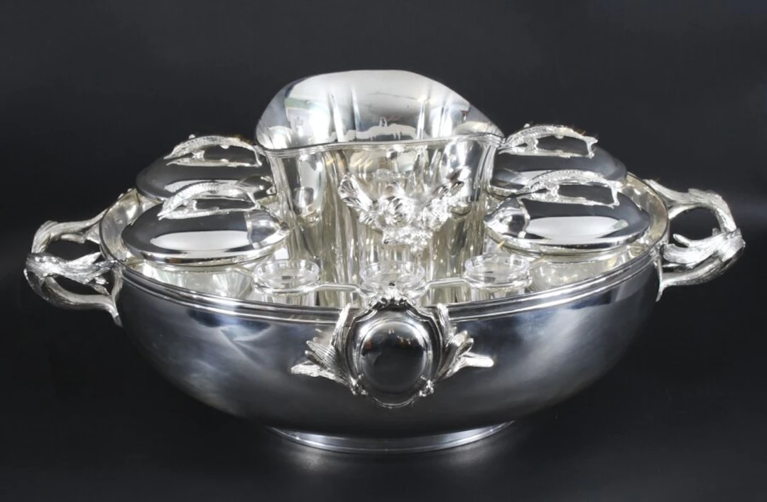 Vintage Silver Plated Caviar & Champagne Cooler 20th Century