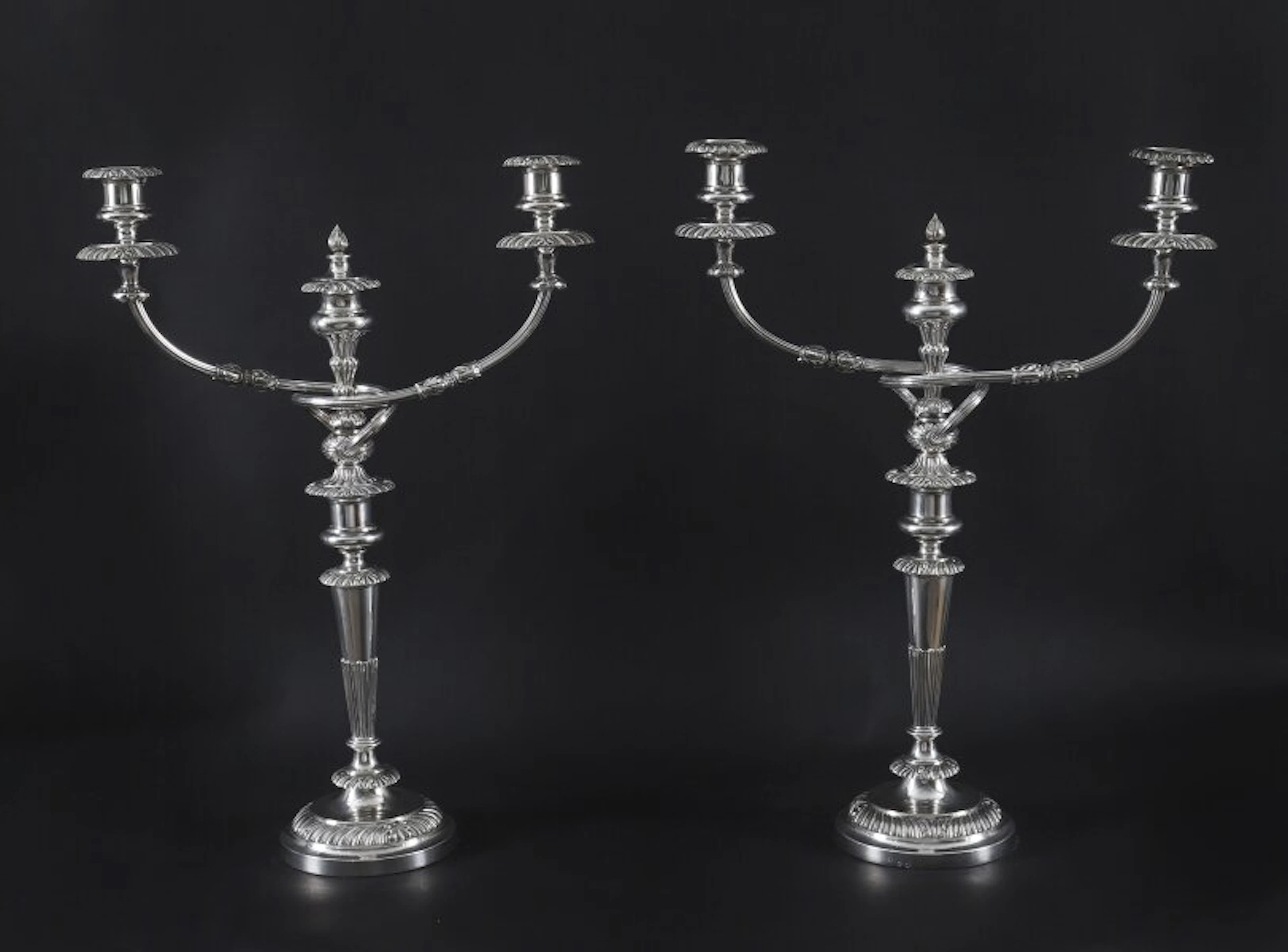 Antique Pair Large George III Three Light Candelabra by Matthew Boulton 18th C