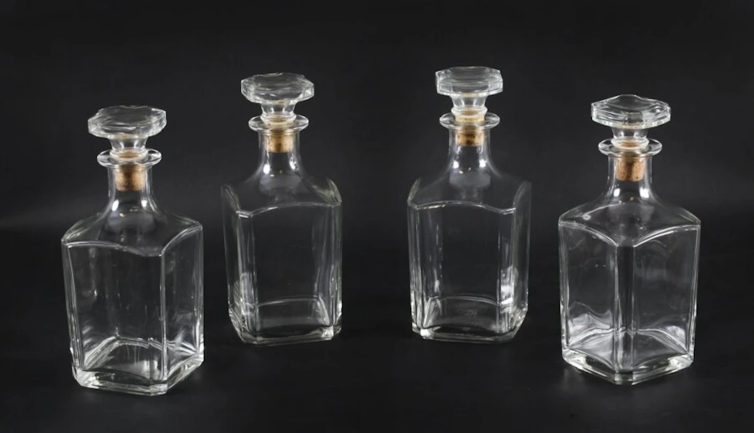 Antique Set of Four Crystal Decanters Early 20th Century
