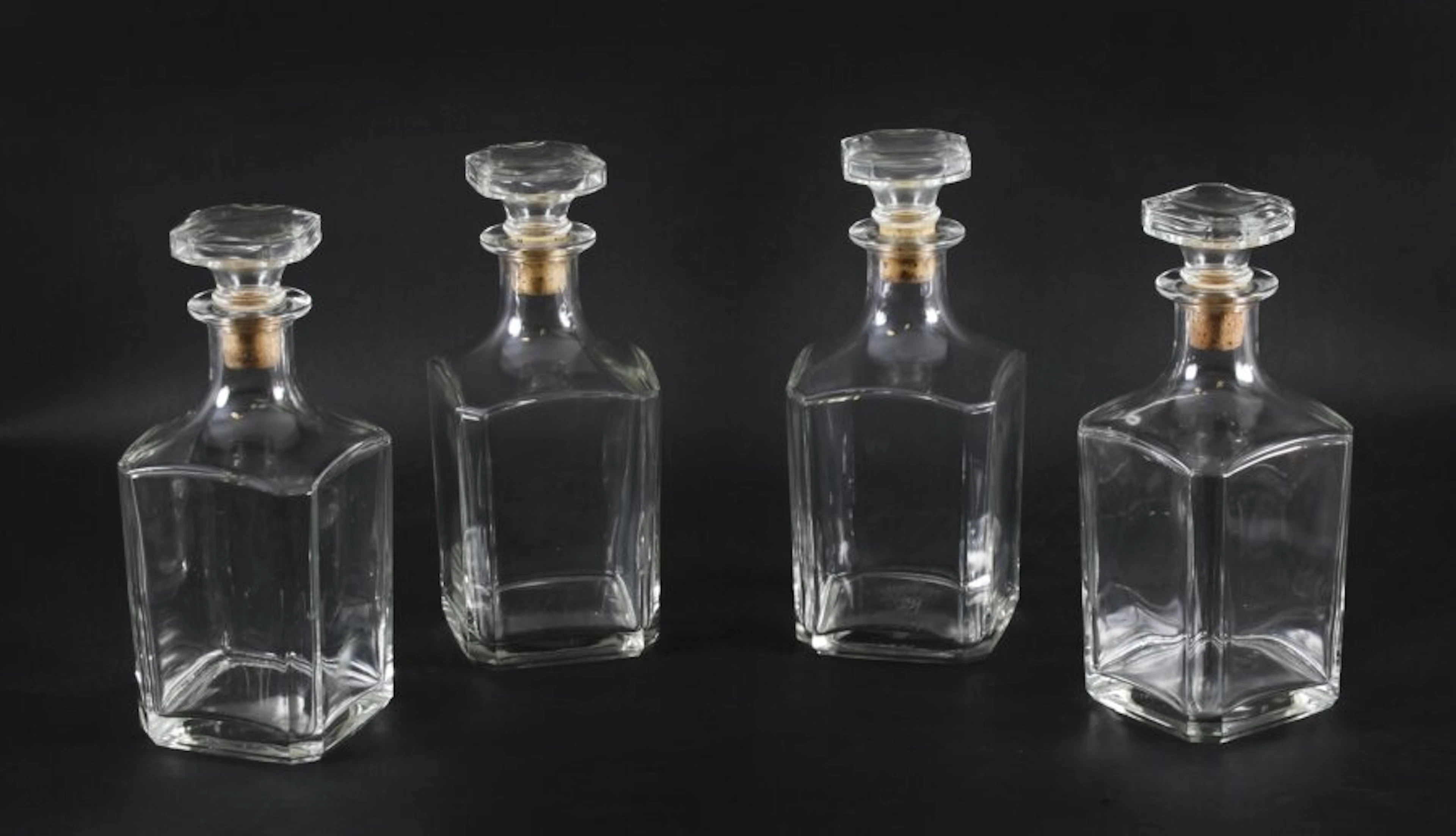 Antique Set of Four Crystal Decanters Early 20th Century