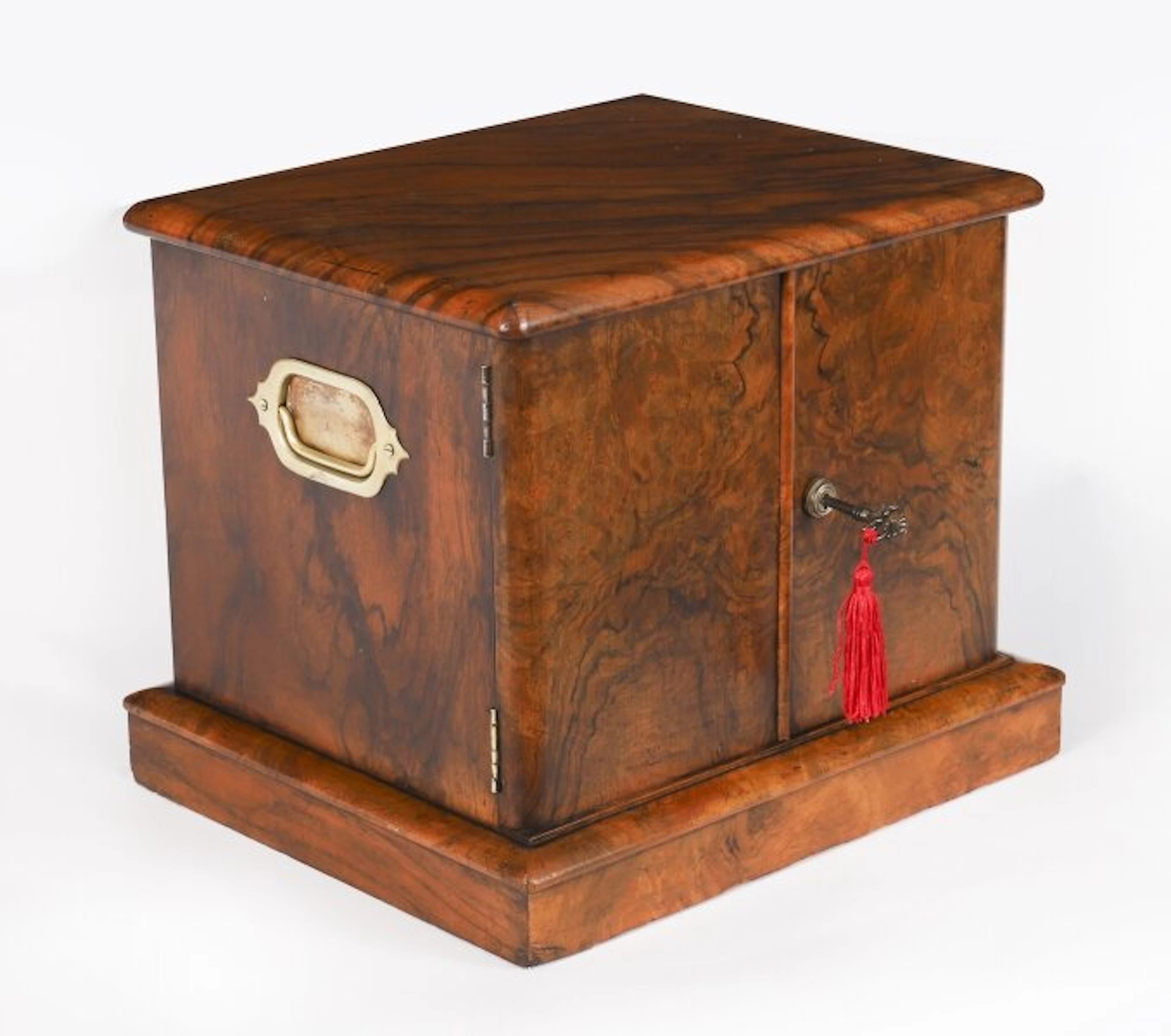 Antique Victorian Burr Walnut Cigar Humidor / Collectors Cabinet C1870 19th C