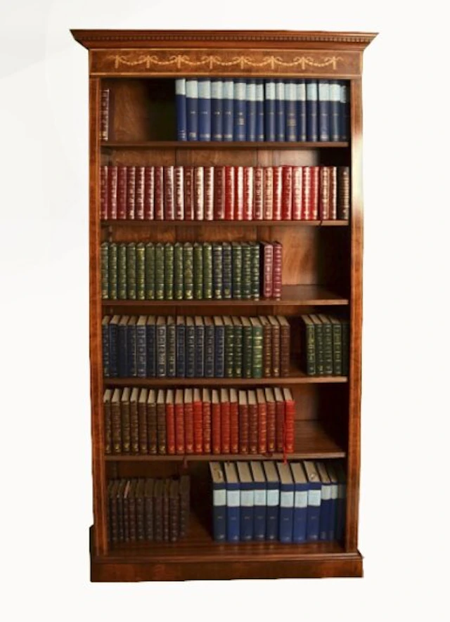 Vintage Sheraton Revival Burr Walnut Open Bookcase 20th C