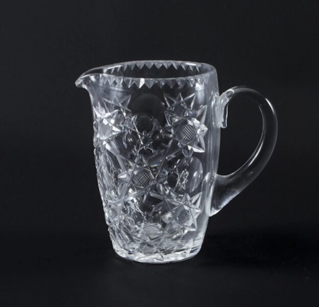 Vintage Cut Glass Crystal Jug Brierley Circa 1960